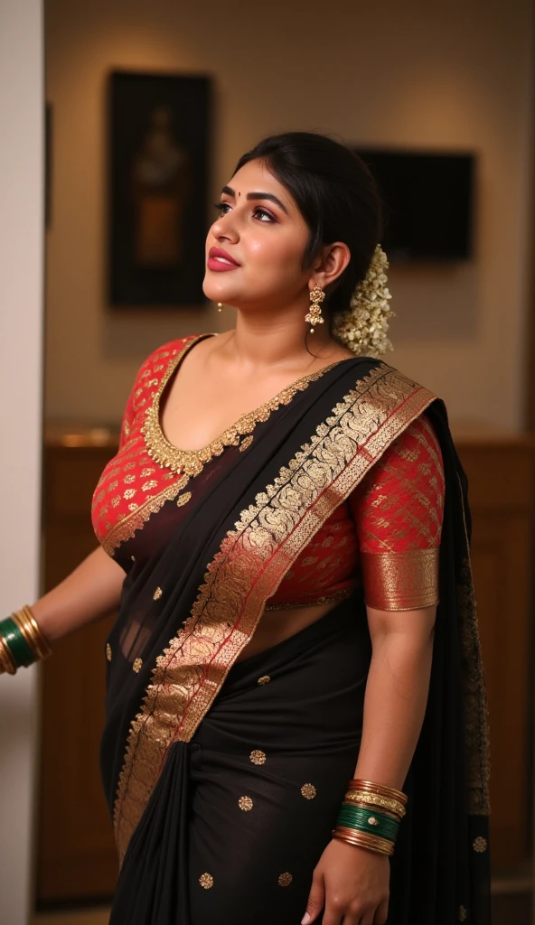 best quality,Masterpiece, perfect face, beautiful indian girls smooth face full body plus size curve wearing strapless bra underwear full figure, fat women bbw,black juicy lips,seductive saree, wearing saree,