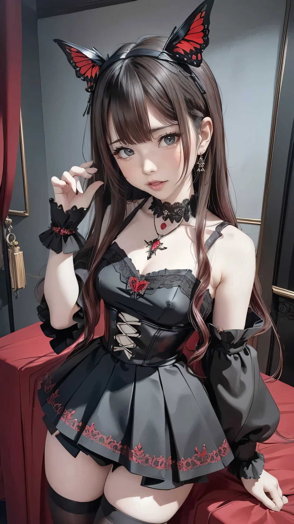 Anime girl with horns and a dress with a skull on it, ((light brown hair))(loli in dress, gothic maiden anime girl, cute anime waifu in a nice dress, anime moe artstyle, anime girl wearing a black dress, nightcore, (anime girl), anime style 4 k, little curvy , high quality anime art style, anime girls, demon anime girls