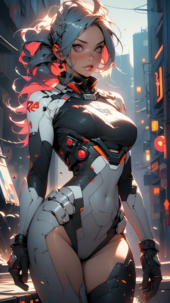 ((Best Quality)), ((Masterpiece)), (Detailed: 1.4), (absurde), Tank pilot woman ready for war, glistening skin, perfect body, defined muscles, half thick bare thighs, backboob, Perfect ass, closed mouth, only in panties, include stars in clothing, muscular body, covered with technological clothing, Neon Genesis Evangelion style and Honor Impact, Cyberpunk, generous neckline, ((perfect large breasts)), (green eyes without pupils), ((clothing in white and red colors)), (((white and mohawk red hair)))), (thin strips, covering the chest), (Psychedelic tattoo on arms), ((circuit drawings)), short underwear, garter belt, Author: fly, niji --V5, close to real, psychopath, crazy face, sexual position, background with a giant Gundam style robot head, 2 pieces clothing, fractal shoulder pads, cake, centered, scale to fit dimensions, HDR (High Dynamic Range),ray traced,NVIDIA RTX,Ultra High Definition,Unreal 5,Subsurface dispersion, PBR Texture, post-processed, Anisotropic filtering, dof, Maximum clarity and sharpness, Multi-layered textures, Albedo and specular maps, Surface shading, Accurate simulation of light-material interactions, Perfectly proportioned, Octane Render, Two-tone lighting, Wide aperture, Low ISO, White balance, Rule of thirds, 8K RAW, Crysisnanosuit
