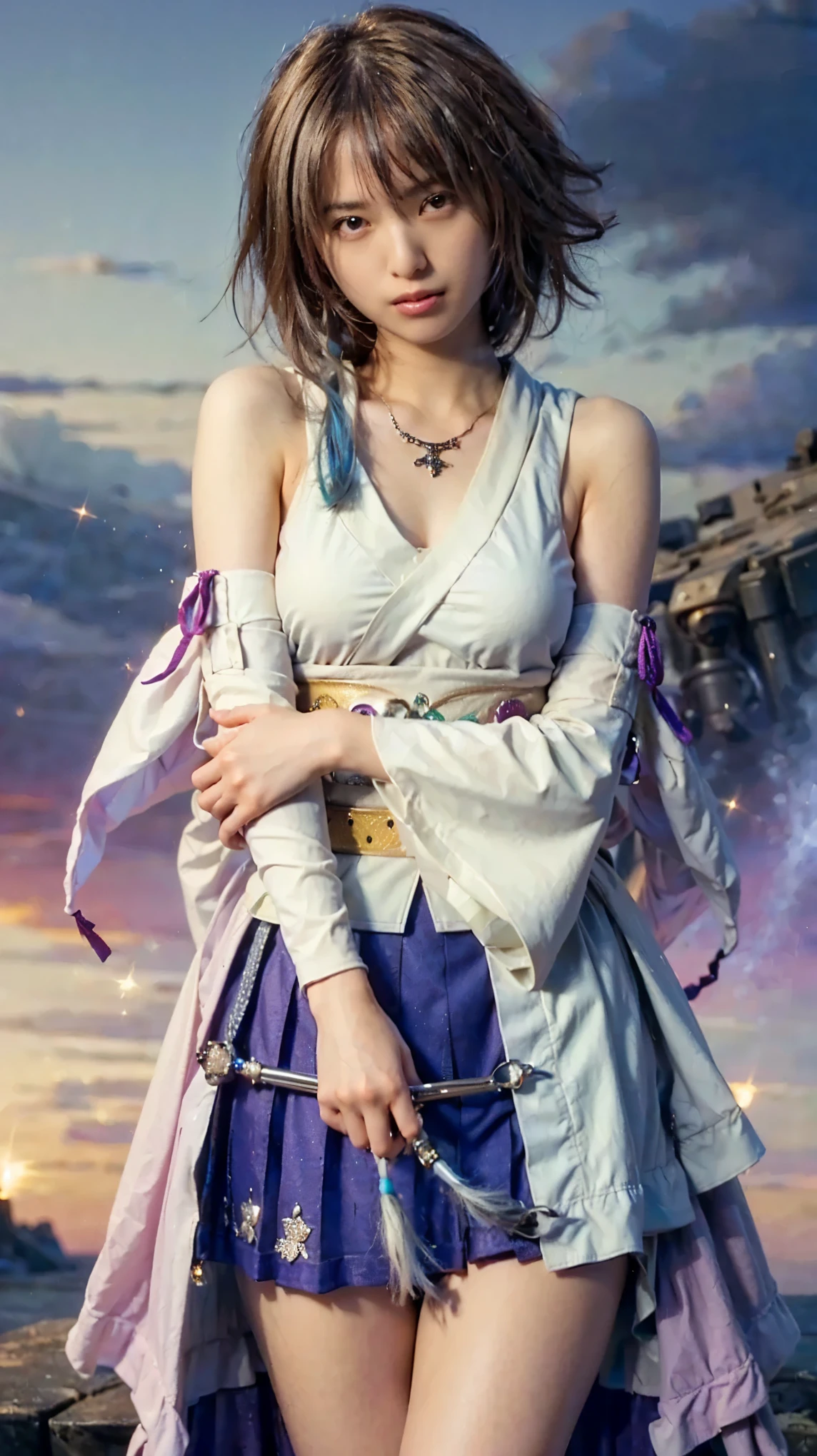 (Completely live action:1.37), (Amazingly realistic textures:1.37), (masterpiece, best quality:1.2), (8k uhd, 16k, 32k, ultra high res), amazingly realistic skin, amazingly realistic photo, superrealism, (photorealistic:1.37), (RAW photo), ultimately realistic, (ultimately realistic all details), (ultimately realistic all textures), super realistic lighting, super realistic shadow, (japanese girl:1.5), (realistic idol face), smiling, happy, super realistic face, ultimately realistic skin, ultimately realistic eyes, (mascara:1.35)ultimately realistic background, ultimately realistic detail up, (kkw-ph1:1.25), (GotouMaki:1.25), (Canon EOS R6, 85mm, 1/200s, f/5.6, ISO 1600), (tattoo), (mechanical armor:1.37), (blue eyes:1.2), (silver hair:1.3),