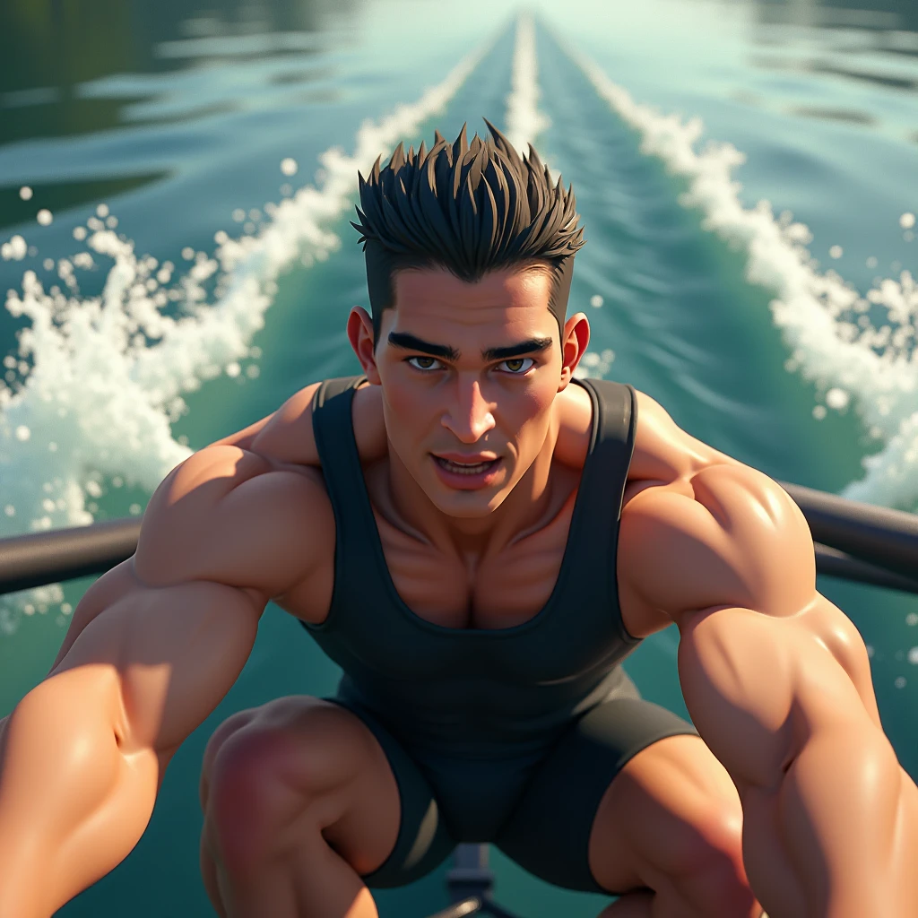 A man swimming in a pool animated