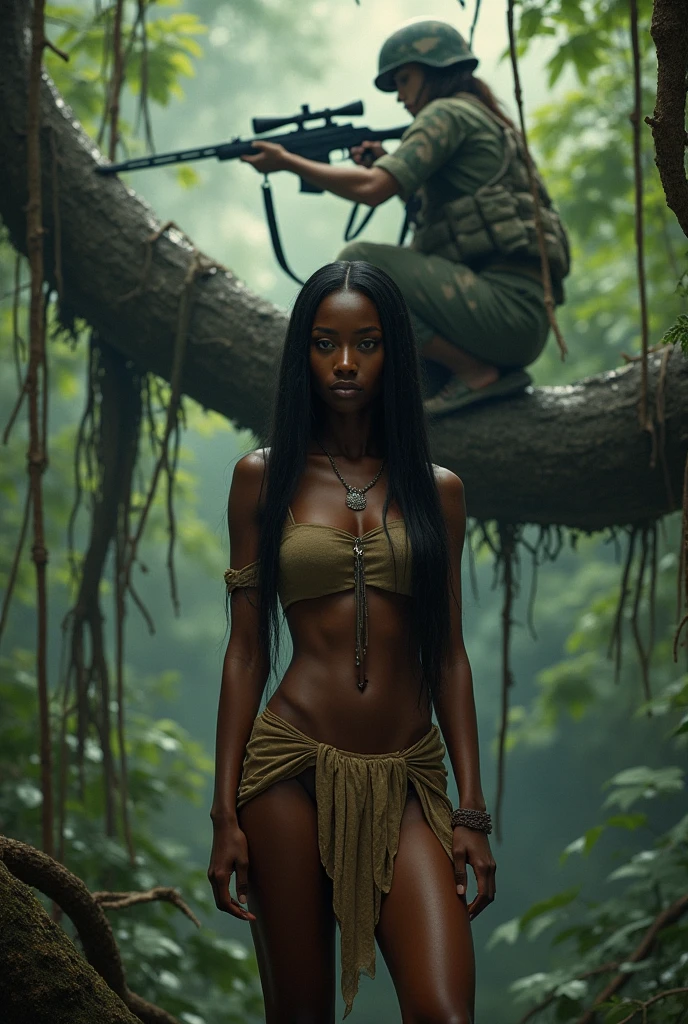 best qualityer, work of art, (realisitic:1.2), 1 girl, standing alone, Headshots, trunk, (Silhouette Lighting:1.2), tattooed red tribal, (darkskin:1.2), Tribal Bikini, face painting, face marker, hourglass figure, ancient ruins at dusk, Indian twilight in the forest, beautiful breasts a amostra, beautiful breasts, bountiful breasts