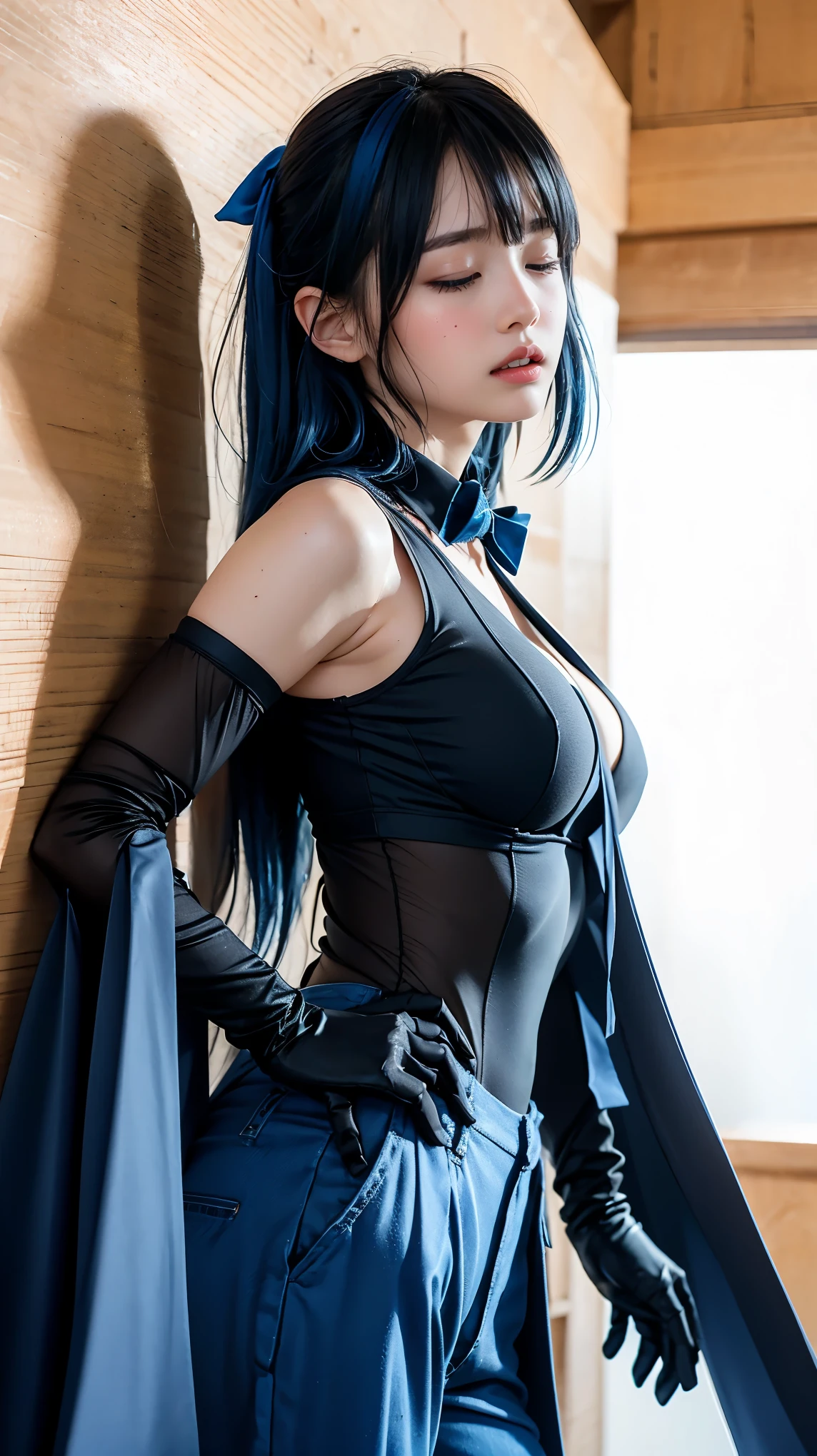 8K, Top Quality, Intricate Details, Ultra Detail, Ultra High Resolution, Masterpiece, close up shot, (full body: 1.1), Slender, Smile, (Makeup: 0.4), ,(( blue hair, bangs, short hair, blue eyes, bangs)), (Fluffy Eyes: 1.21), (()), 1girl, solo, 1 girl, (()), close up shot, , ((tall)), (((fit body))), (((slim face))), sharp face, (( ,((,wind blow hair)), , skin tight superman suite , superman suit, superman outfit)) , show belly, )) ,(detailed face), sharp face, small lips, , ,((, cleavage, crotch, )) ,, ,
((,no bra, braless )), , ((walk pose, walking pose )), detailed face, detailed breast, detailed nipple ,large breast ,huge breast, detail nipples ,, Narrow Waist, Skinny, tall , 190 cm tall, Muscular, Navel, Exposed Abdomen, Pointed Chest,, Beautiful girl with accentuated slender abs: 1.4, Six Pack Abs: 1.4, , Perfect Body, detail legs, (( dark background)), black background,