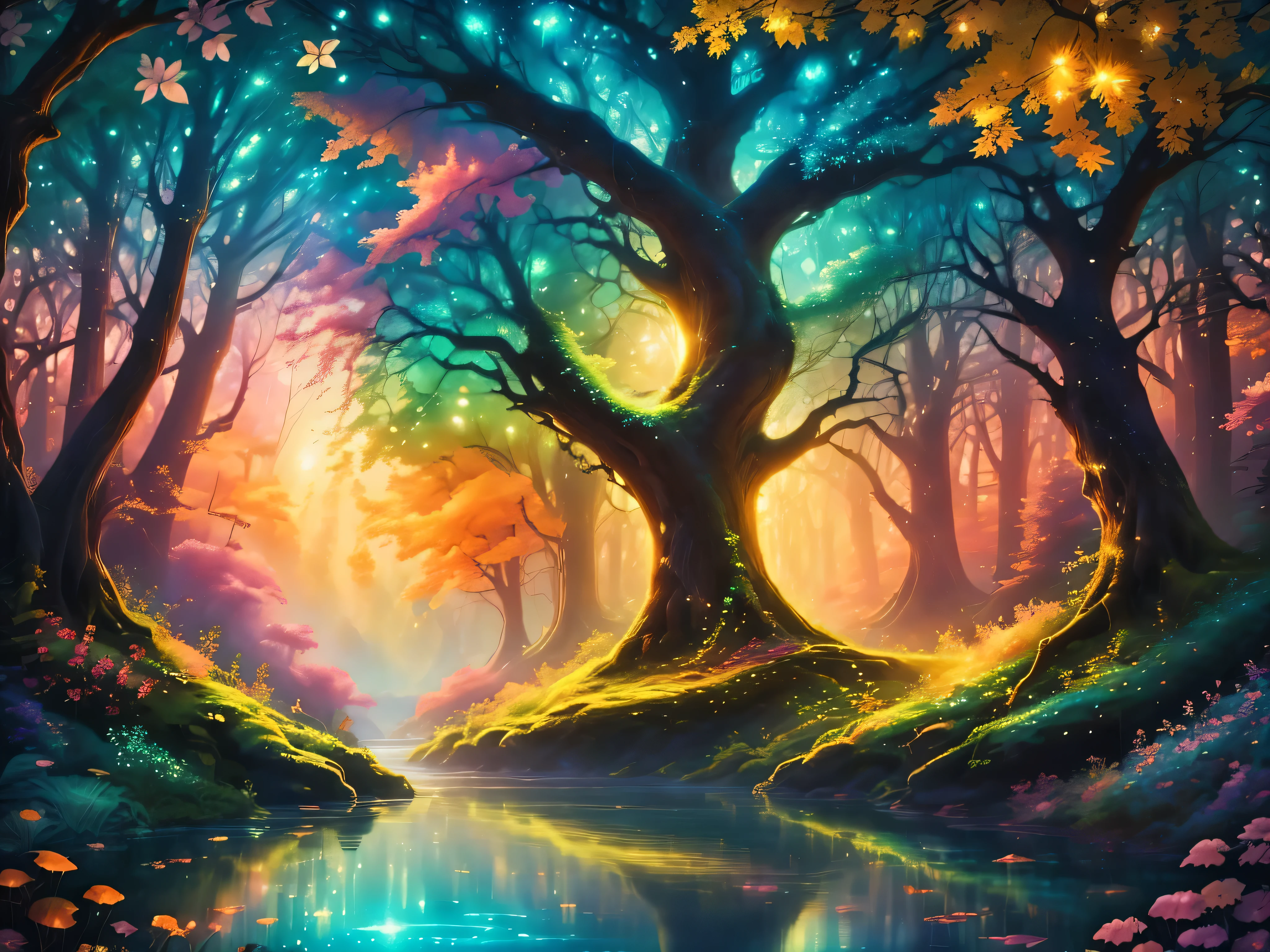 Digital Art,forest,Landscape painting,painting,Deep in the forest,Deep green forest,beautifulforest,weak light,Tyndall effect,masterpiece,Oil paints,intricate details,T-Masterpiece,Inspiration,beautiful,rendering,masterpiece, greatest masterpiece,Art work using light,artistic ,get used to it,Microparticles,Flame,stream,Morning haze,early morning,,Gradation,masterpiece, greatest masterpiece,highest quality,rendering,rich colors,Cast a colorful spell,dream-like,Detailed details,In detail,,bright colors,beautiful light and shadow,magic,dream-like,Inspiration,beautiful,rendering,colorful,wonderful,particles of light,それにget used to it,masterpiece, greatest masterpiece,Art work using light,artistic ,それにget used to it,Tyndall effect