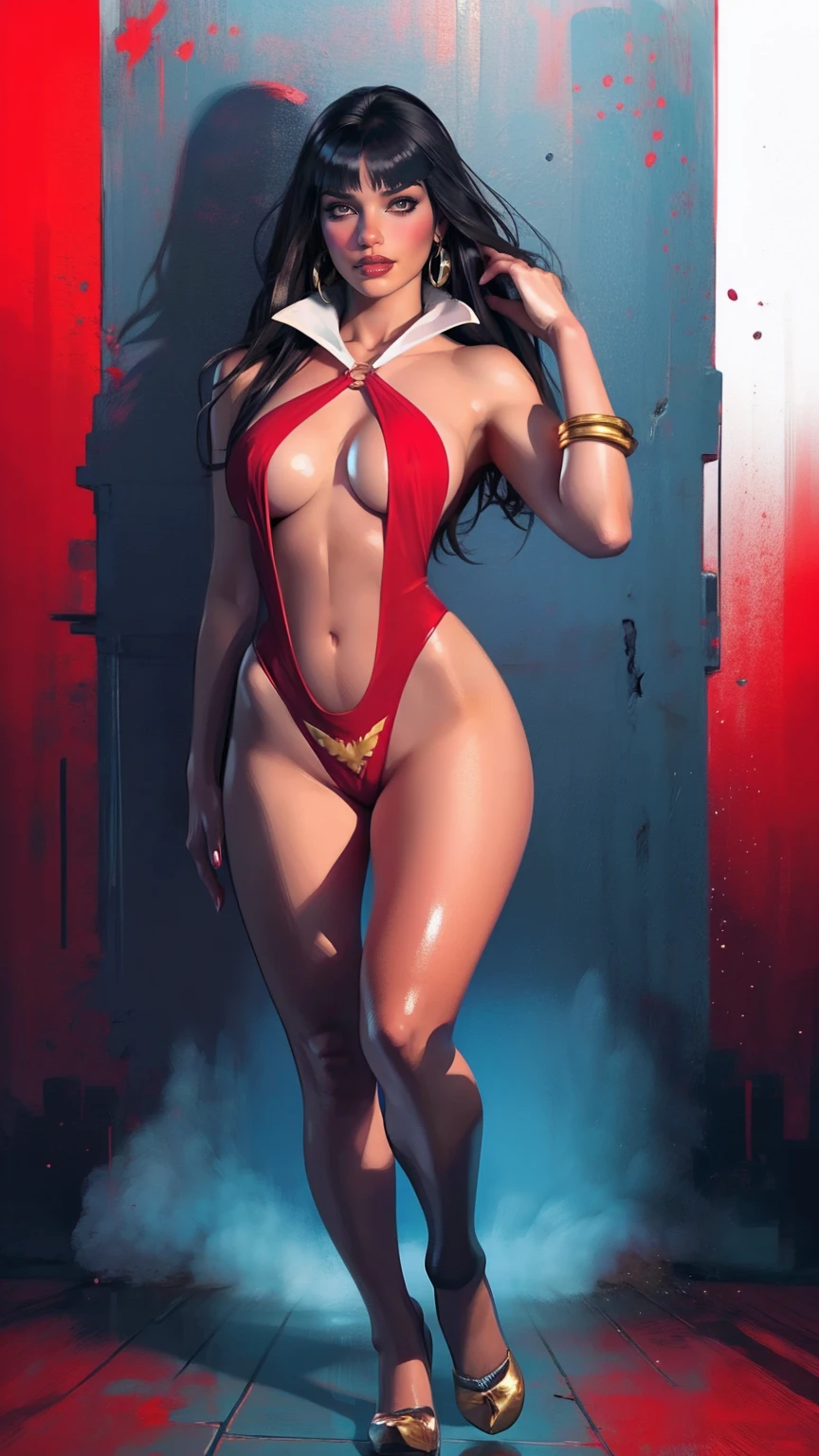 Megan Fox as a sexy hyper muscular vampire girl rising from a pool of red blood, ((full body view:1.25)), (((Megan Fox))), (((pale skin:1.25))), ((red glowing eyes:1.45)), ((Female Bodybuilder:1.25)), ((((very Wide chest & Shoulders)))), ((((huge veiny breasts)))), ((vampirella outfit:1.25)), ((long hair)), (((beautiful intricate red gothic vampire armor:1.25))), (((background with a red moon and sea of blood))), Ultra-detailed, High resolution, 8K UHD, (((Photo-realistic image:1.25))), ((abyssaltech))
