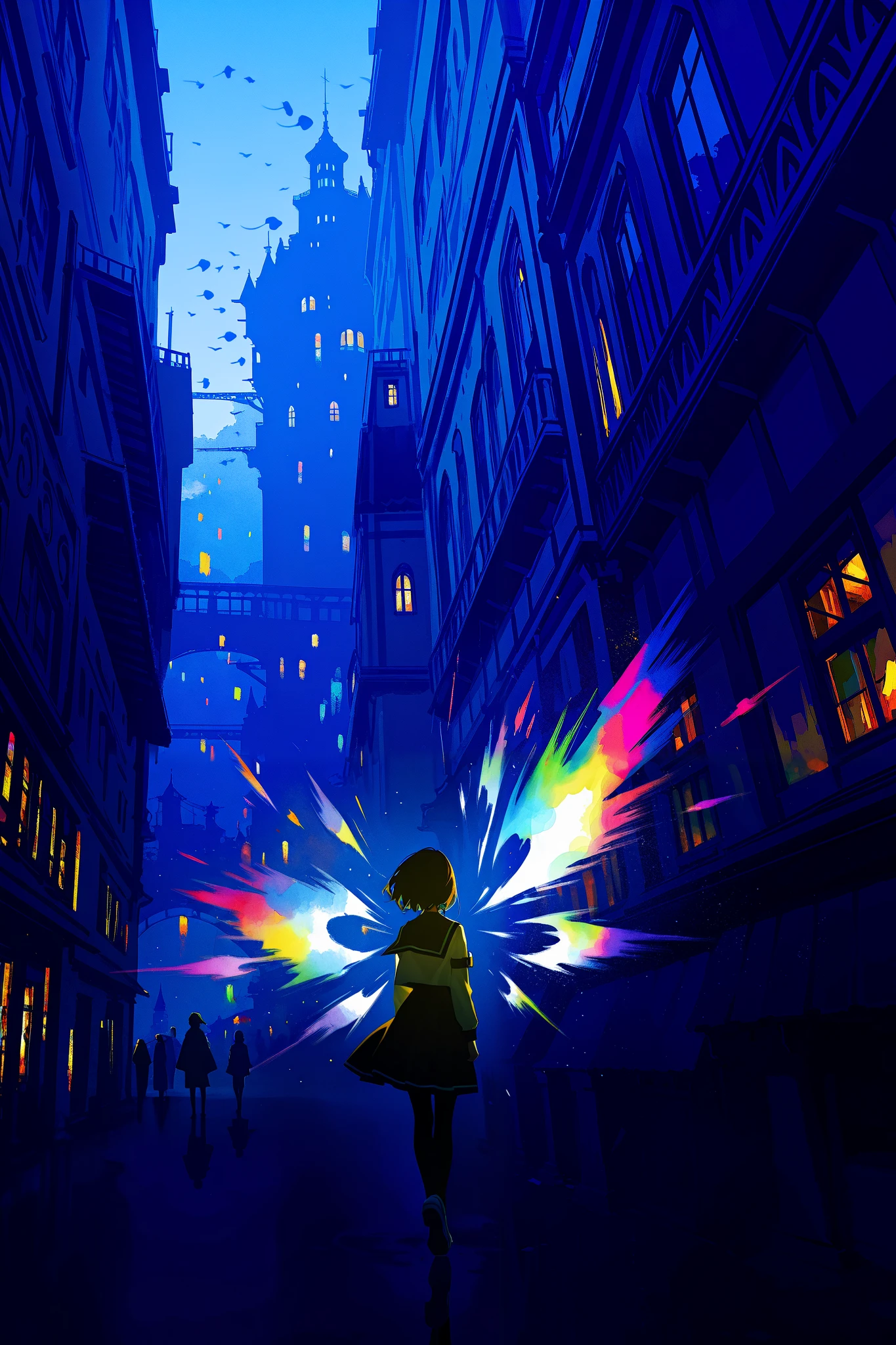 score_9, score_8_up, score_7_up, score_6_up, score_5_up, 1 girl, chiquita, Jump from the building, mysterious island, light group, (floating colorful air:1.5), BREAK (transparent Ethereal picture), (low contrast:1.2),(best quality:1.2), 8K, (high res:1.2), (intricate detailed:1.3), (watercolor:1.3), perfect balanced gradation, smooth color painting, cinematic face lighting, artistic photorealism, bold fine outline, (flat anime style:1.4), usnr,