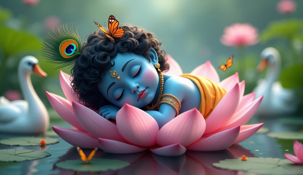 Generate a picture of lord krishna as a baby.
