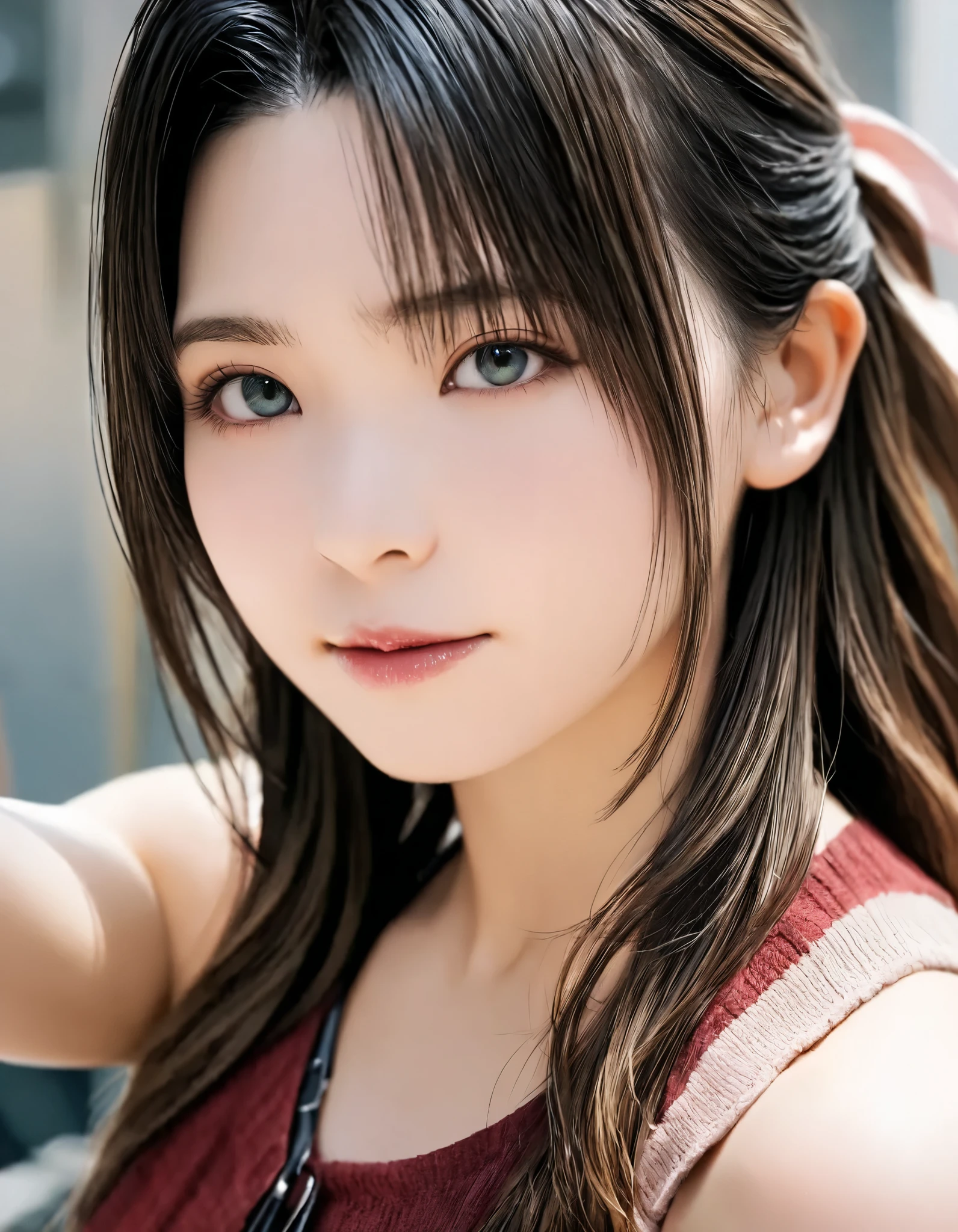 (best quality, 8k, high resolution:1.2), 1girl, FINAL FANTASY VII, Aerith, upper body