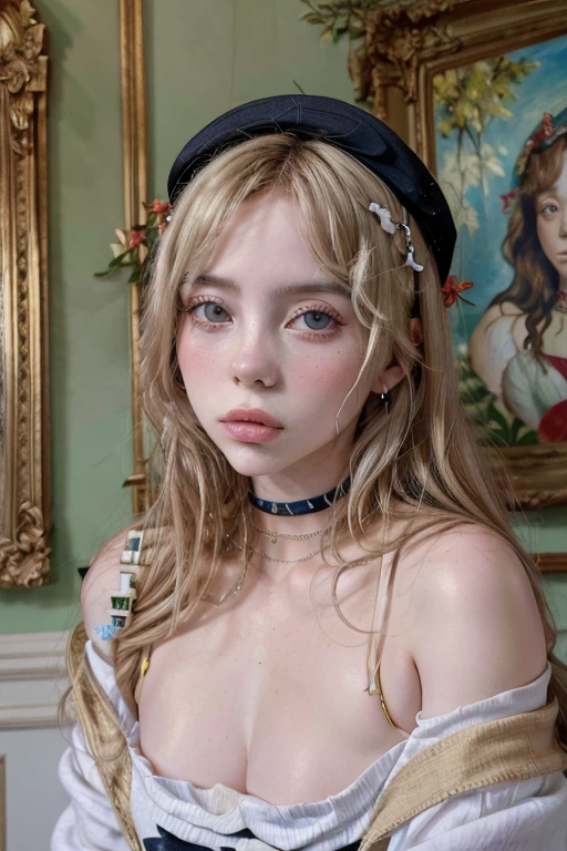 Anime girl with blonde hair, green right eye and blue left eye with wavy hair, long eyelashes and must be seen in the anime the seven deadly sins 