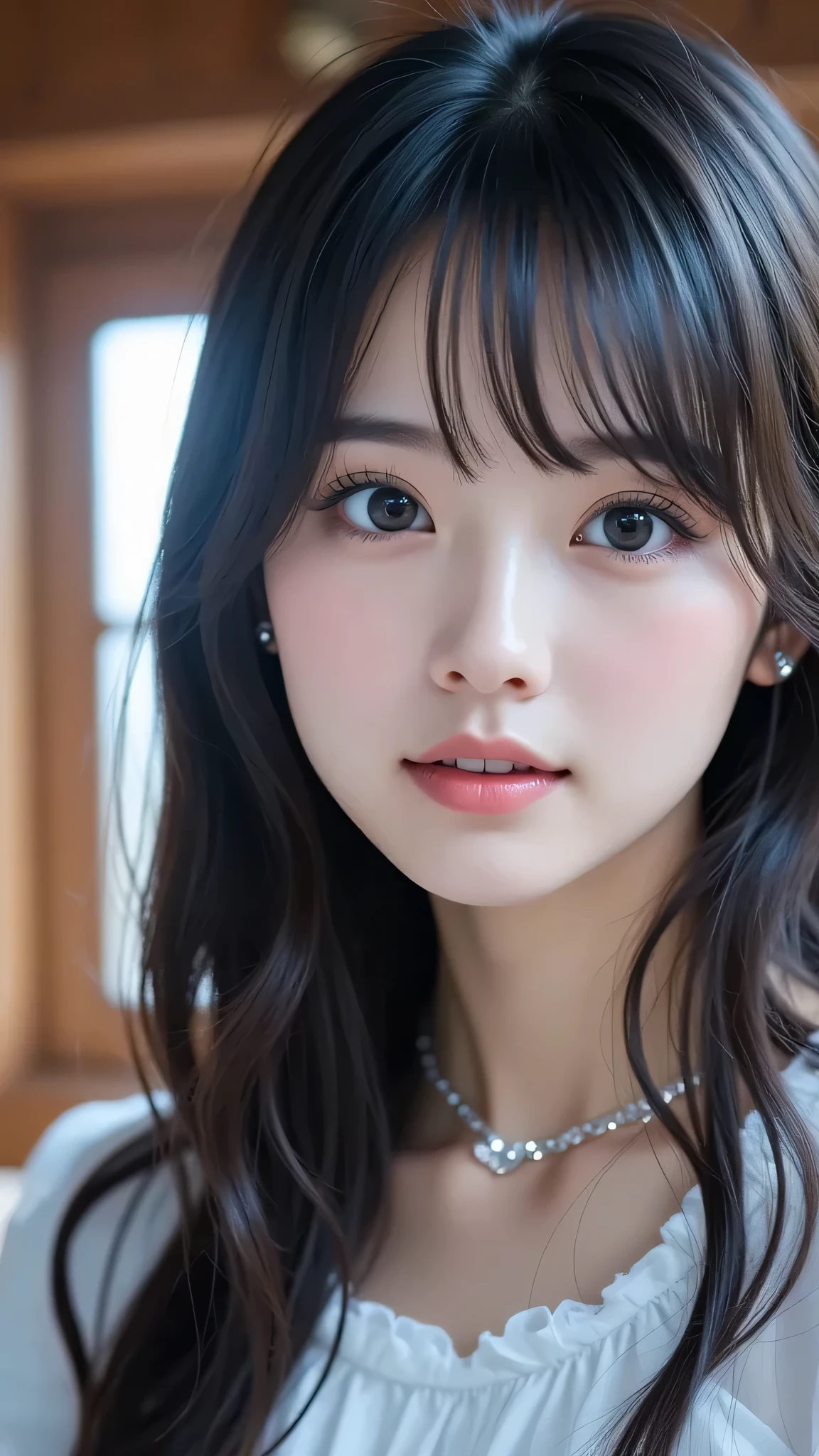 (Masterpiece:1.2,  Top Quality ), ,{{  young woman alone:１８age:smile}} ,{{Large double eyelids： mascara： teardrop bags}},(,  ,, Extend Your Knees, , Leg spread :1.7),break,
、weak, seduces,Frills:1.4),break,(  is sitting,  flashy earrings, necress  ,,  small breasts , Chest tightness ,  small bikini with  ,  watch viewers  .:1.3),( is short, Ultra-thin body :1.4),break,  black wavy hair,(Beautiful pretty eyes), blushed,   healthy skin, ,break,(Royal Bed,  watch viewers  .throw:1.3),(   cute background:1 ), 8k resolution,,break,(perfectly focused  :1.3),,(,  colorful ,:1),,(  fisheye lenses  ),,Bokeh,  Show off Your Breasts  ,Luminous and   colorful  lighting setup for model photography, lens flare,,  {{ cinematic lighting}} ,    ray tracing  、