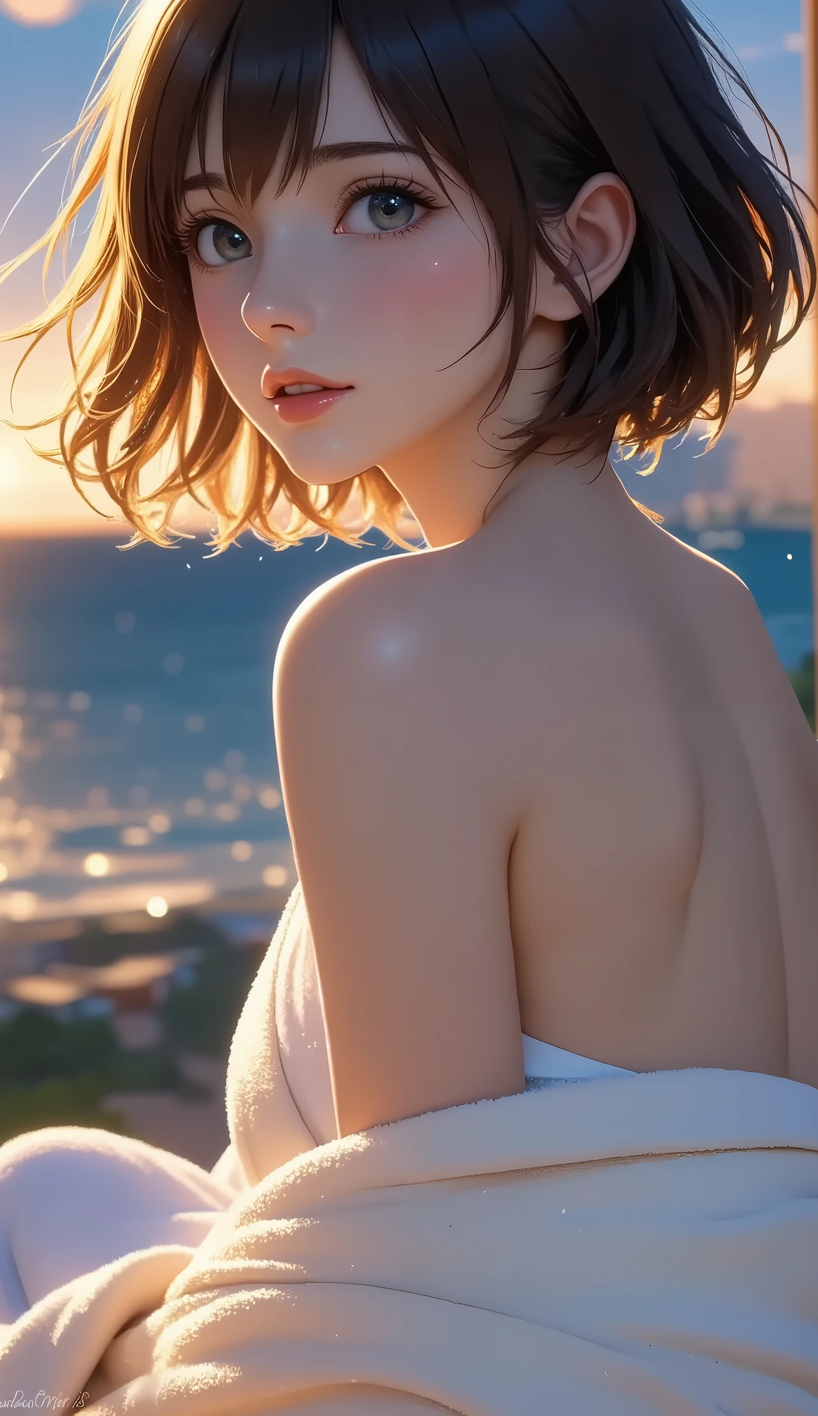 there is a woman sitting on the beach with a watch, Queen of the Sea Mu Yanling , beautiful digital art , 4K highly detailed digital art , beautiful fantasy empress, 8K High Quality Detailed Art , Fantasy Beautiful, Jan J, Beautiful and amazing digital art, Gwaiz, artwork in the style of Gwaiz, beautiful fantasy art , Chinese Fantasy