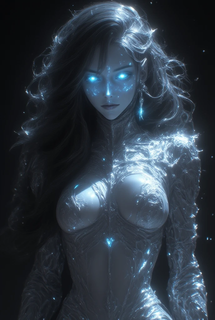 (((glowing blue eyes))), perfect face, perfect body, small breasts, ((pale skin))