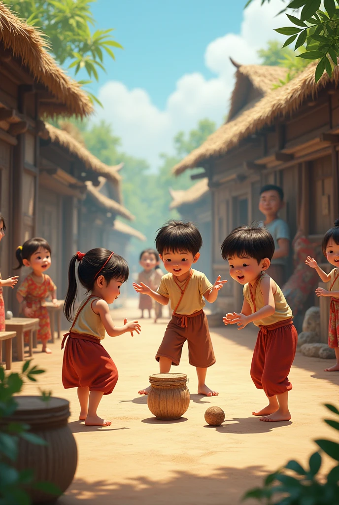 bohoai (happy boys and girls) playing with a ball