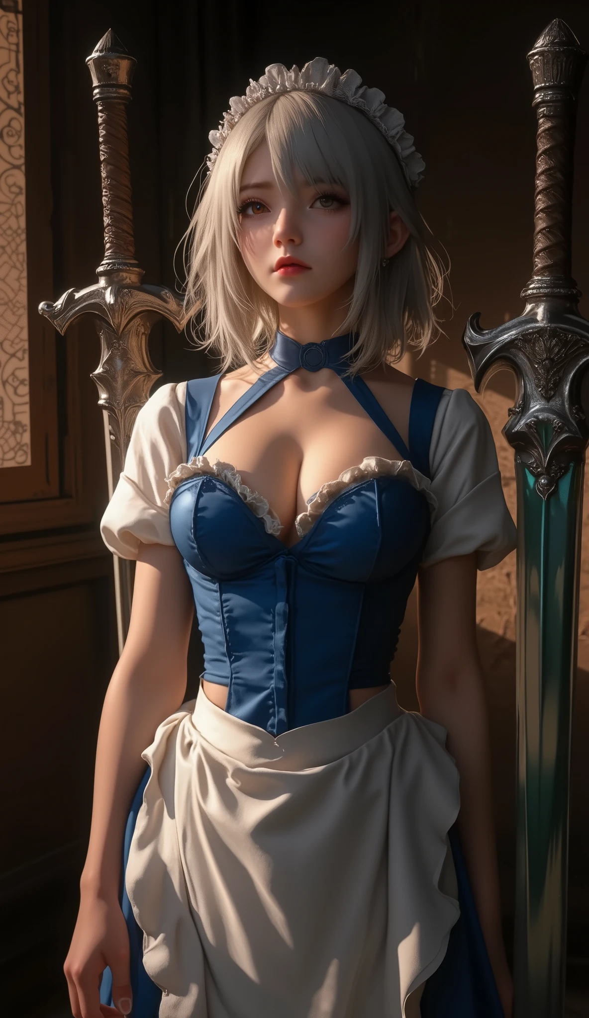 (women sex with orc,:1.4), sex with multiple men,covered in semen,creampie,straddling on the man,1 woman, 2 men,lightskyblue dressed as santa claus,sexy pose,large breasts,thin,black hair