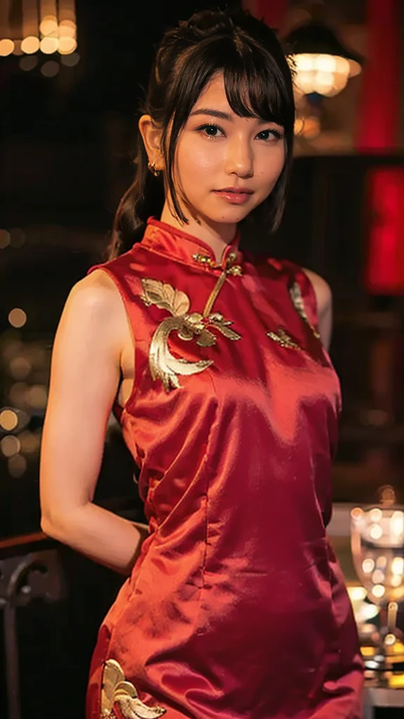 ulzzang-6500-v1.1, (raw photo:1.2), (photorealistic:1.4), beautiful detailed girl, very detailed eyes and face, beautiful detailed eyes, ridiculous, incredibly ridiculous, huge file size, super detailed, high resolution, very detailed, best quality, masterpiece, ((cheongsam)), illustration, very detailed, CG, unified, 8k wallpaper, amazing, fine detail, masterpiece, best quality, Very detailed CG unified 8k wallpaper, face light, movie lighting, 1girl, , ((no panties)), ((dynamic pose))), (camel toe), (half), (pantyhose), (bent knees and legs sitting))