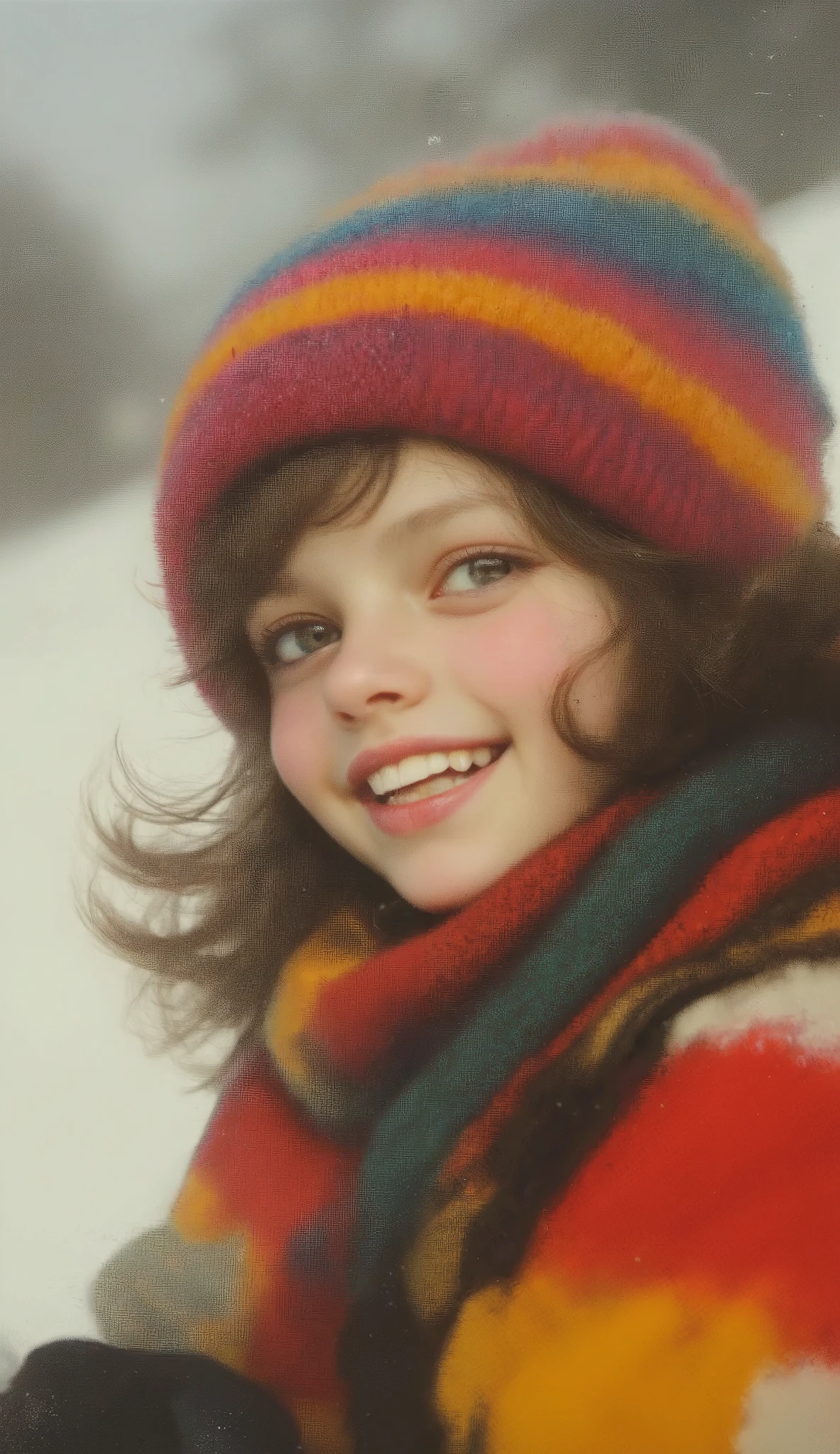 ( envelopes,4k,8K, High resolution, masterpiece:1.2), ultra Detailed , sharp focus,(realistic,photorealistic,photo-realistic:1.37), a girl tying with a snow sleigh , funny scene, happy, She smiles, she slides with the sleigh down a slope, the movement of the sleigh causes snow to jump , sensation of movement, blurred background, Because of the speed , she wears warm clothes , Gloves, wool cap, scarf, colores happys,very detailed face, extremely detailed facial features ,hyper realistic skin texture, Extremely fine details , intricate details ,
detailed eyes,Detailed nose,labios detallados, Detailed facial expressions ,Intricate facial anatomy, intense lighting,
dramatic lighting, changing lighting , cinematic lighting ,chiaroscuro lighting, dramatic shadows ,dramatic moments,
vivid colors,intense colors,Deep contrast, cinematic depth of field , film composition ,cinematic camera angle