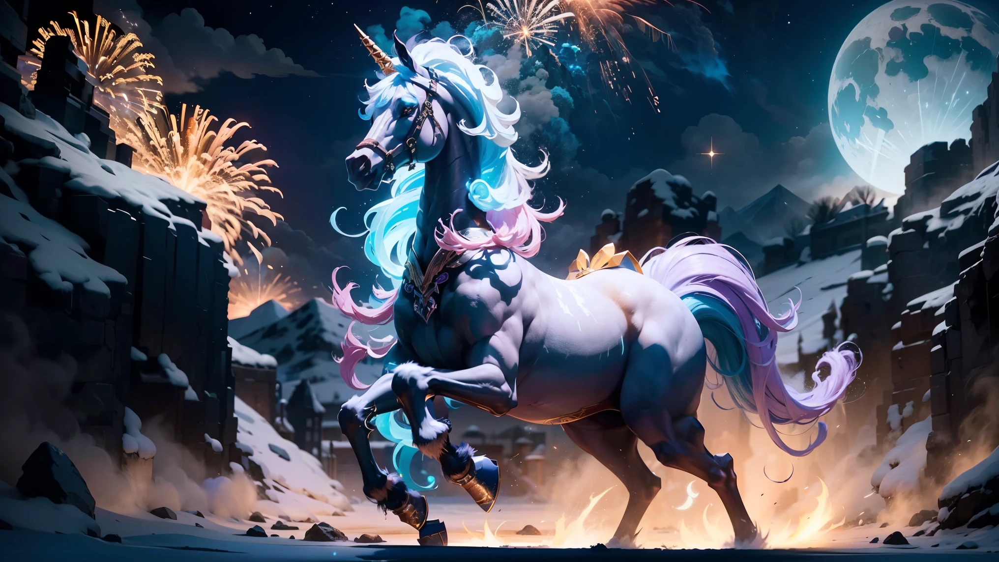 In the beautiful illustration of this super-grand scene, ultra-long-range footage showing us (Over eight separate and distinctive centaur characters:9.9),They all have their own characteristics,Vivid and interesting。Light from Heaven(Angel Centaur:6.6),Nightmare( surrounded by flames :6.6)、Then to the wind dancing in the air(The immortal horses are:6.6)、And thunder and lightning surrounding(Unicorn centaur :6.6),and shining metallic ones( mechanical style centaur :6.6)、Then( centaur with colored dragon scales all over :6.6)powerful、Elegant and agile( elf centaur :6.6) gracefully wearing a flower crown 、Enchanting and charming( Tifflin centaur :6.6)、With indescribable( sexy highlights :6.6)'s( succubus :6.6)。Each character has their own unique charms and abilities。The illustration uses advanced artistic techniques and tools,(The scene is divided into sections according to geometric arrangements:9.9),Each section corresponds to a centaur character,This makes space utilization more efficient。Through Midjourney's advanced brush tool、 Color Palette 、Texture Packs and model packs、Material Tools,Each centaur, exquisite props designed to enhance racial characteristics、Clothing and physical features,(Enhances the character's personality and visual appeal:2.5),The scenery in the illustration is stunning,changing sky、rainbow、Extremely bright、Stars and Moon。Incorporating iconic landmarks such as Mount Everest,and fireworks、 Serene lake 、Natural and urban elements of waves and neon lights,Creates a magical atmosphere,The centaurs display their unique abilities and equipment in a variety of environments,This is true even in extreme alien landscapes。(Using Midjourney's Tools、Texture Packs、Material Tools、The color palette makes depicting details vivid and actual :9.9),From complex hairstyles and as well as different racial traits、 body、Appearance characteristics、 costume realistic texture ,This greatly enhances the realism of the characters and surroundings,The fusion of various art styles adds vitality to the centaur's dynamics from every angle,The overall visual experience is further enriched。The final illustration is described as " masterpiece",It has the following characteristics " best quality" and " actual ",Embodying the details of the creative process 、Level of creativity and craftsmanship。 HDR,(realism, masterpiece质量, best quality),