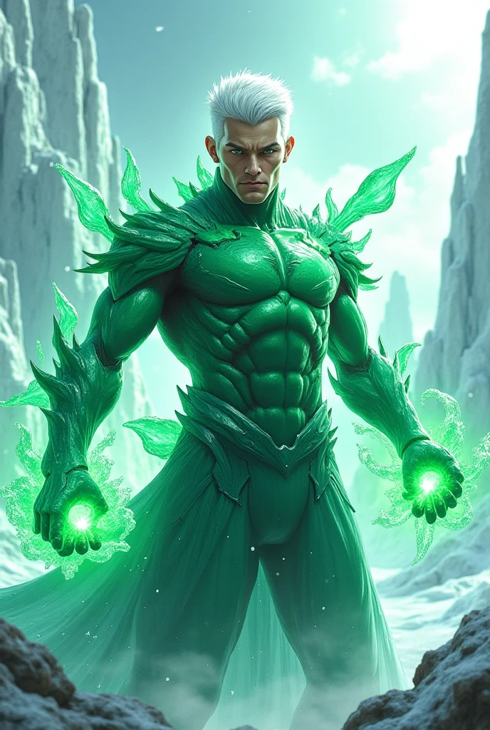 fix face, 1boy, male, teen, centaur, horse body, taur, centaur body, fused with horse, neon green hair, short hair, death knight
