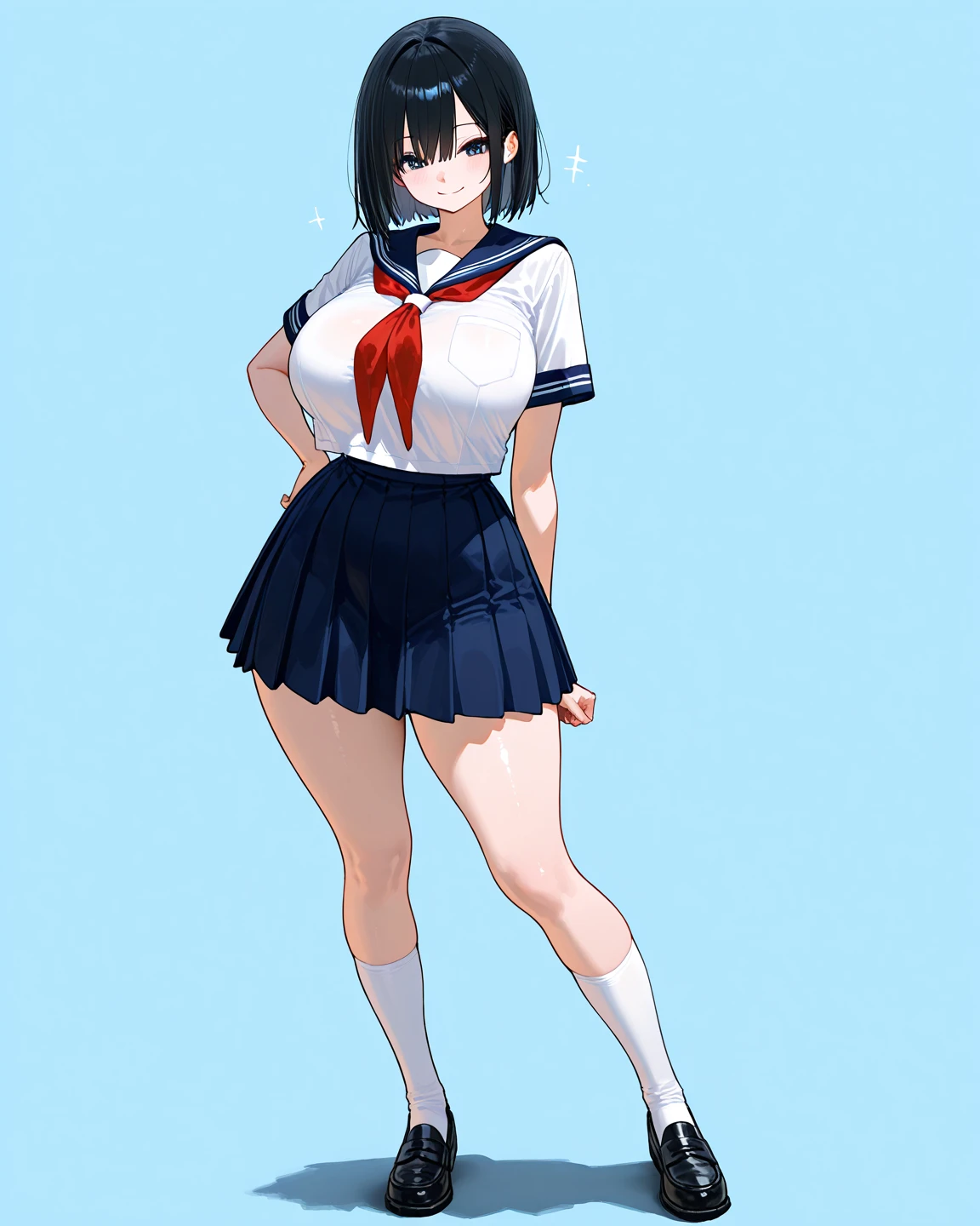 1girl ,20s,mature female,short hair,dark blue hair,oni horns,blue eyes,(white background, simple background),school Swimsuit,runing,scared,full body,holding schoolbag