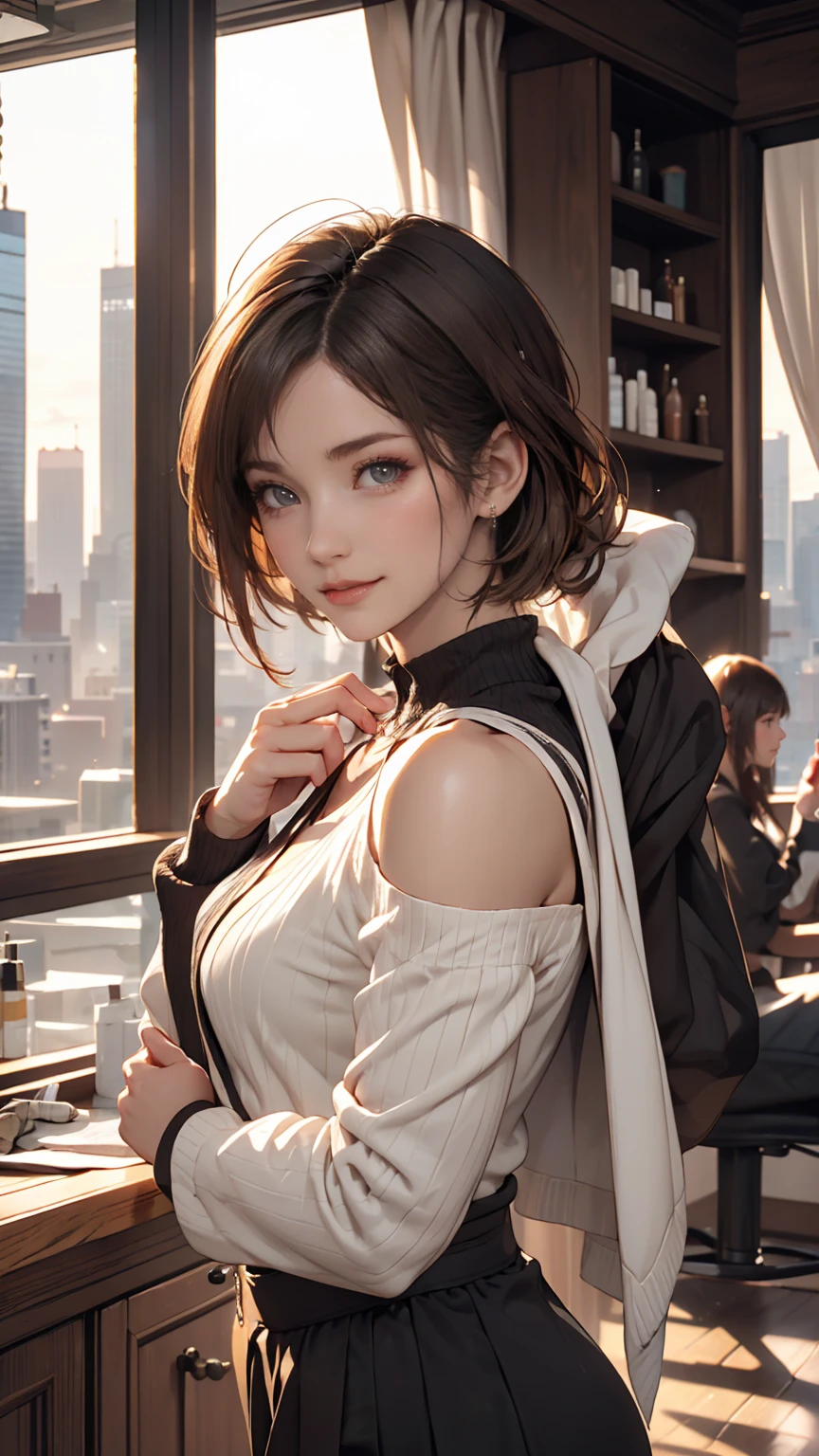 short hair,cabelo curto,Obra de arte, melhor qualidade, gray sweater, collant preto, standing, olhando para o espectador,belas coxas,roupa azul,olhar penetrante,evil look,oculos no rosto,melhor qualidade,best quality,looking at viewer,jaqueta preta,olhando para cima,olhando para cima,cabelo preto,franja nos olhos,sombra nos olhos,olhando para cima
