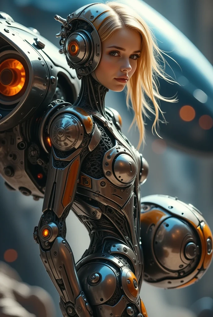 (1 girl), (cara delevingne), (muscular bodybuilder android girl wearing a tight cybernetic bodysuit :1.45), (long hair), (muscular cybernetic bodysuit), (huge oversized arms:1.25), blank background