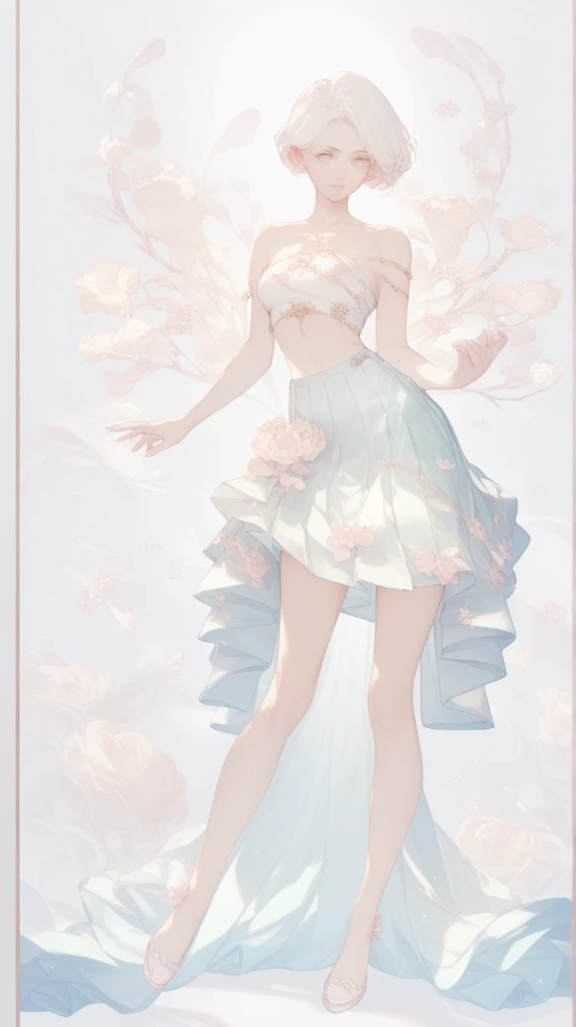 White tulle top,Leak points,pantyless,The chest is small,The expression is charming