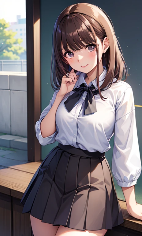 anegasaki nene、Shiny brown hair, short hair, (Beautiful brown eyes、Sparkling eyes, Fine grain)、smile、Ultra-detailed eyes、Highly detailed face, Highly detailed eyes,Cowboy Shot,


((masterpiece,最high quality:1.3,Best illustrations,Realistic)),Beautiful woman, Anime Real,Soft Light, masterpiece, 最high quality,high quality,Delicate face,,One person,,Earrings,  White collared shirt,  Checked skirt, , Long nails, Pink Nails, nail art,,At the cafe,Front view
