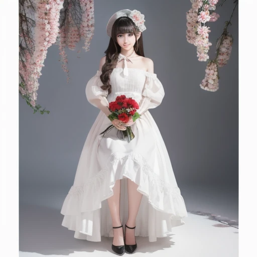 very cute and beautiful girl,(highly detailed beautiful face and eyes),(smile:1.2),
black hair,looking at viewer,stylish pose,beautiful legs,cowboy shot,
floral pattern brown lolita dress with detailed frills,
altar,church,indoors,
(best quality,masterpiece),absurdres,highres,ultra-detailed,extremely detailed,32k,8k resolution,
intricate details,cinematic scene,detailed background,solo,dynamic angle,