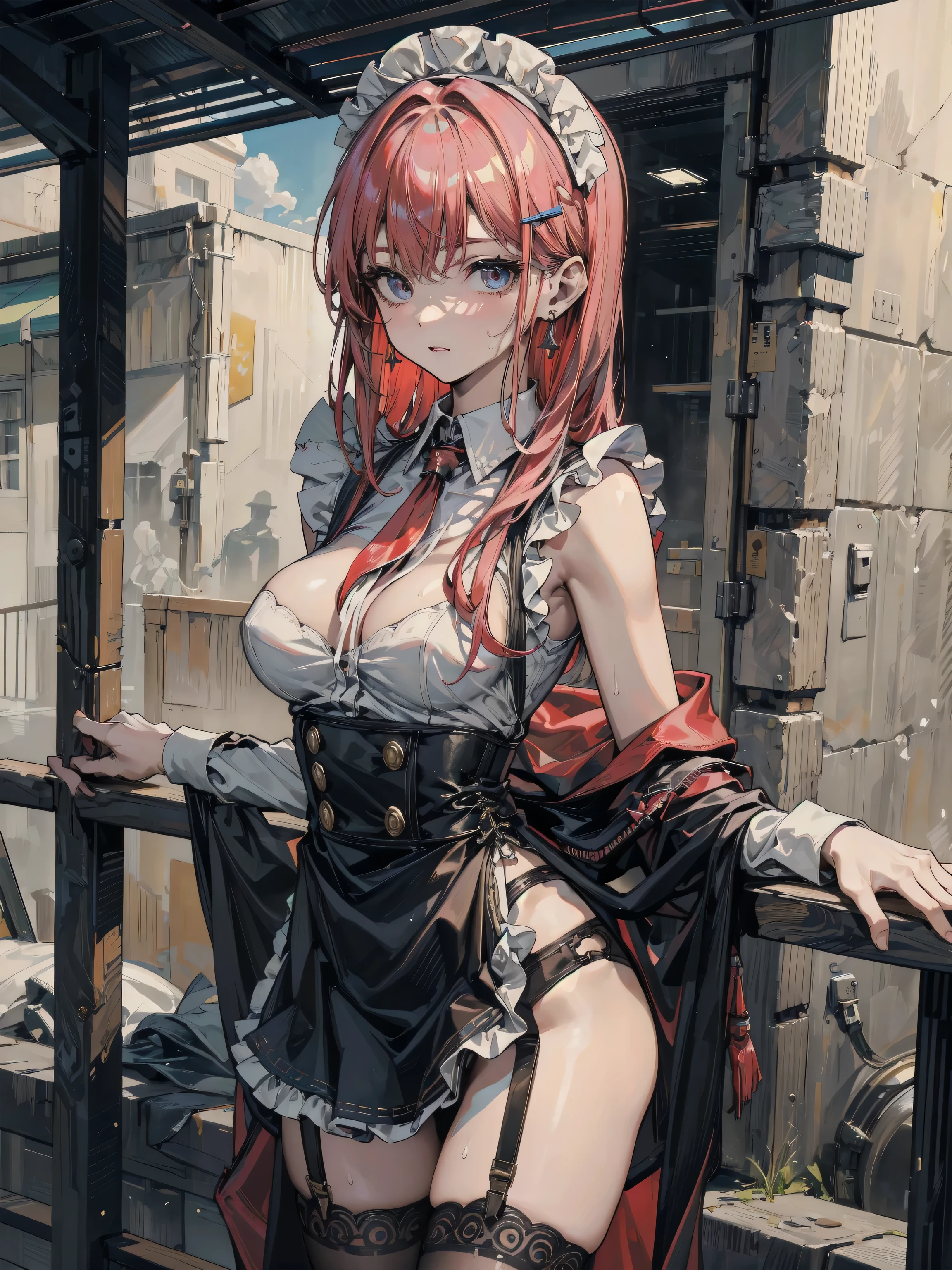 12k,Escalayer,long hair,hair_ornament,Red eyes,Pink Dress,White long gloves,thigh_boots, Embarrassing ,blush,,,((Wearing a torn, thin outfit))), sexy, white shiny big breasts, big cleavage, Excessive sweating all over the body, blush, Chest dimples, Tied up behind with rope, Leg spread, Spread your legs, Chained, big, hands Chained up, Chained, bondage, bondage, slave collars, Chain around neck, Dark fantasy, Leg spread, M-shaped Leg spread, Hands tied with ropes, Silver Chain, Leg spread, Spread your legs, Hanging by chains, Being pulled by chains, Spread your legs, big, It almost seems like it's overflowing from the costume., Constraints, Slavery, collar, Contempt, Chainmail bikini with a medieval background, tears,White panties,,masterpiece,Noise Reduction,Perfect Anatomy,High resolution, Very detailed,Game CG,Dutch Angle ,Beautiful attention to detail,Visual Arts,Five Fingers, Perfect hands, Perfect lighting,,Red eyes,(銀hair:1.4),Wicked Smile,(Inside the futuristic base:1.1)
