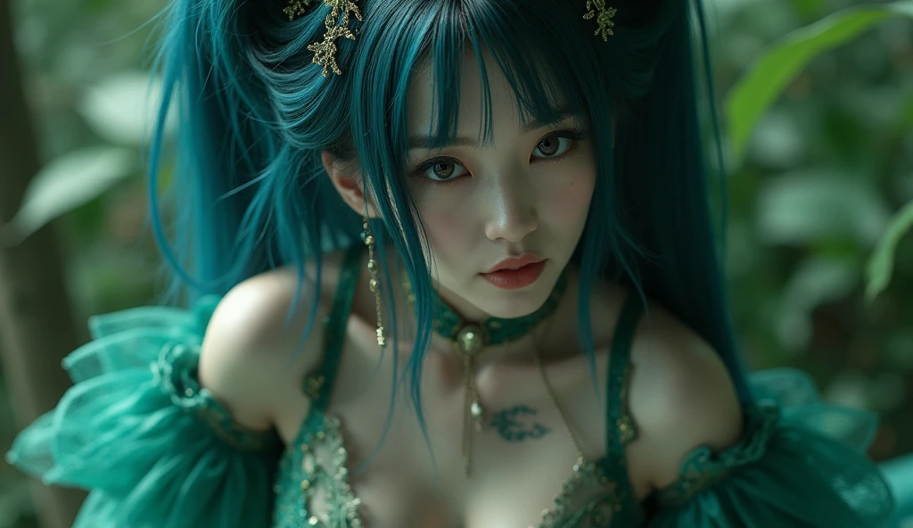 Big Tits,Big Ass,

Isojo (Iso-onna)

	• Costumes: Wearing a deep green and blue kimono that resembles seaweed。Her hair is decorated with shells and seaweed.、Expressing the essence of a sea monster。At the hem、Uses a glossy material like wet cloth。
	• Makeup: Skin has a healthy bluish tone、Use blue and green eyeshadow to evoke the deep sea.。Lips painted deep blue、Seaweed-like face paint is applied around the eyes and cheeks.。