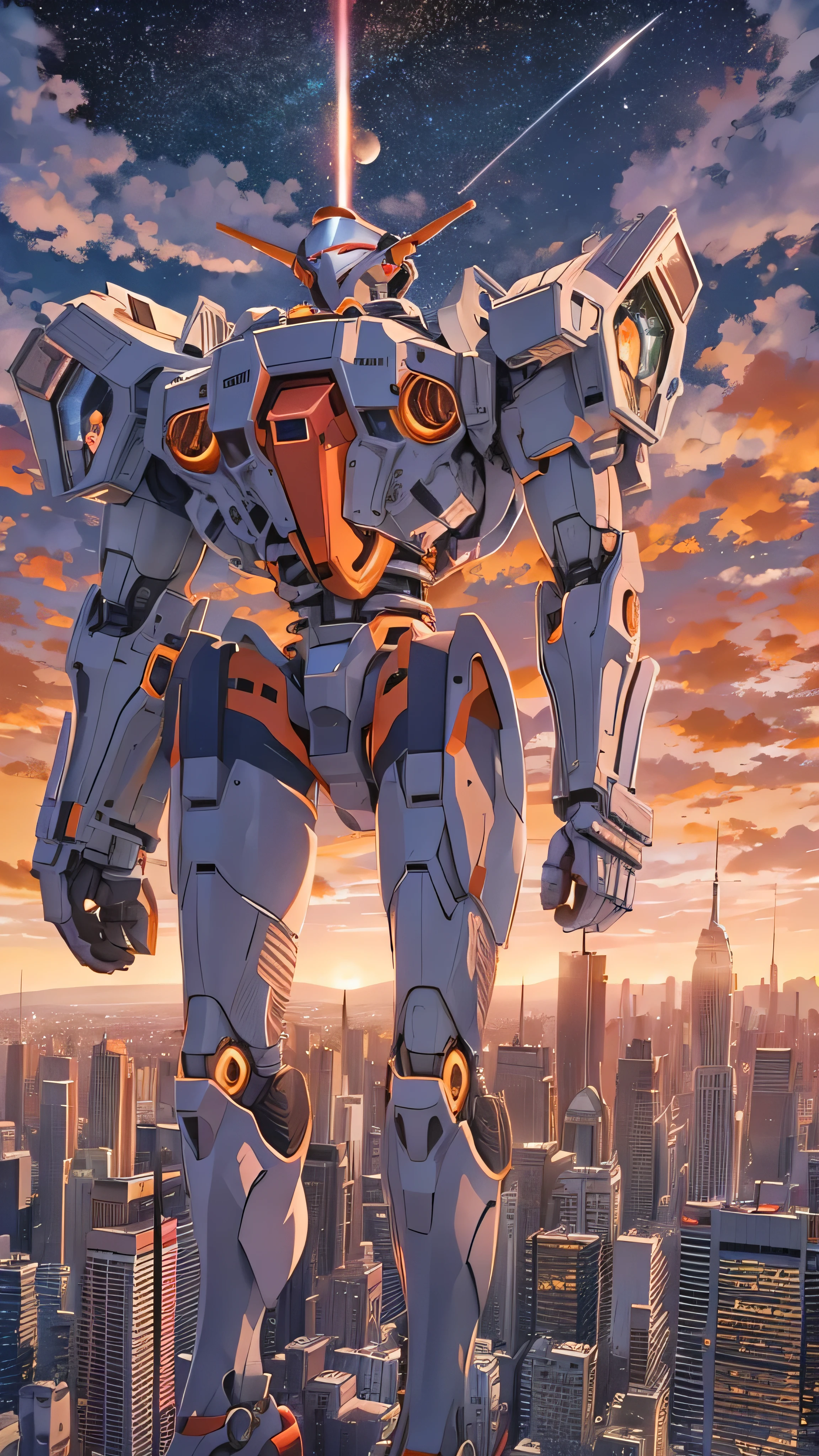  in high definition， giant robot in the city（ Gundam SEED）Is 、 is fighting in outer space with the Earth in the background、 the Milky Way galaxy in the background 。