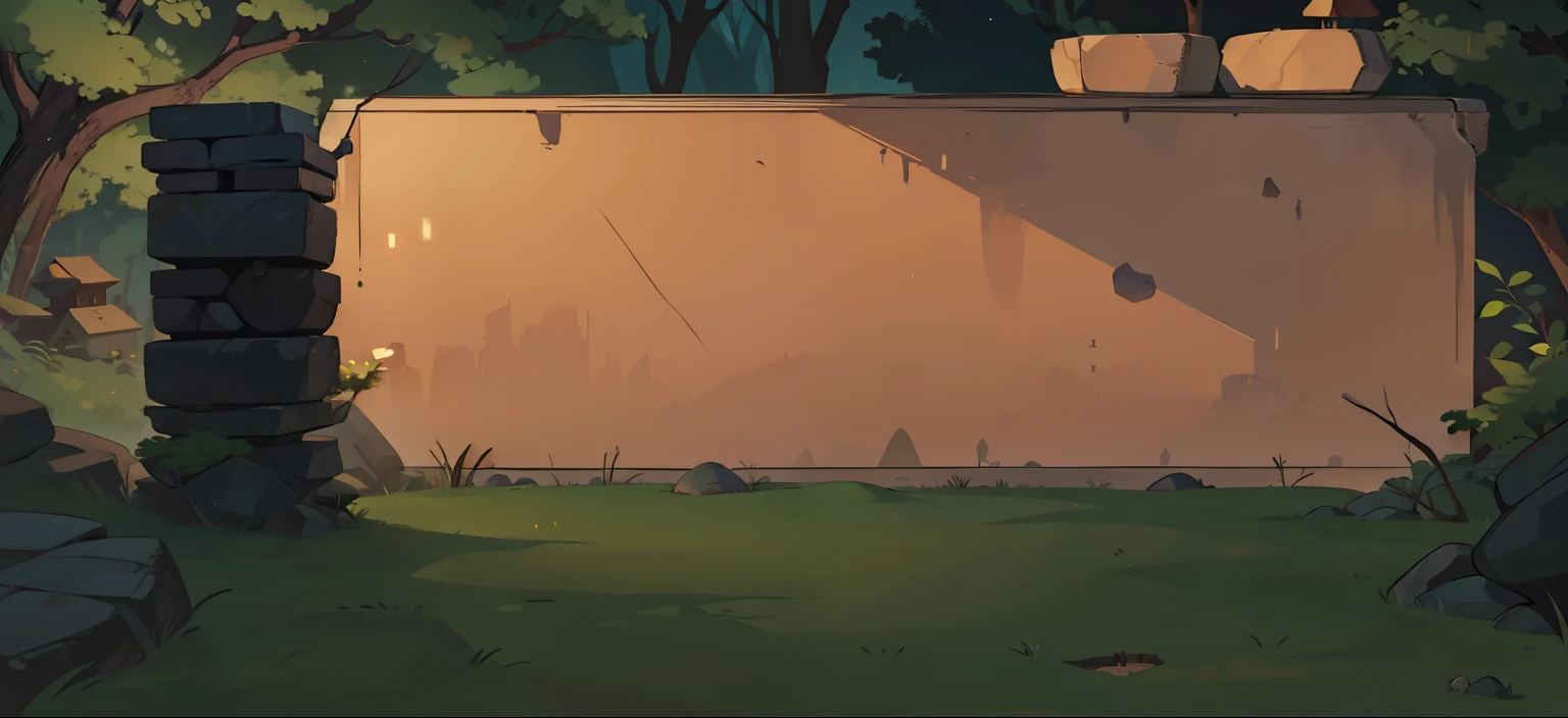 night view,forest,The Boulder,Cartoon,Simple