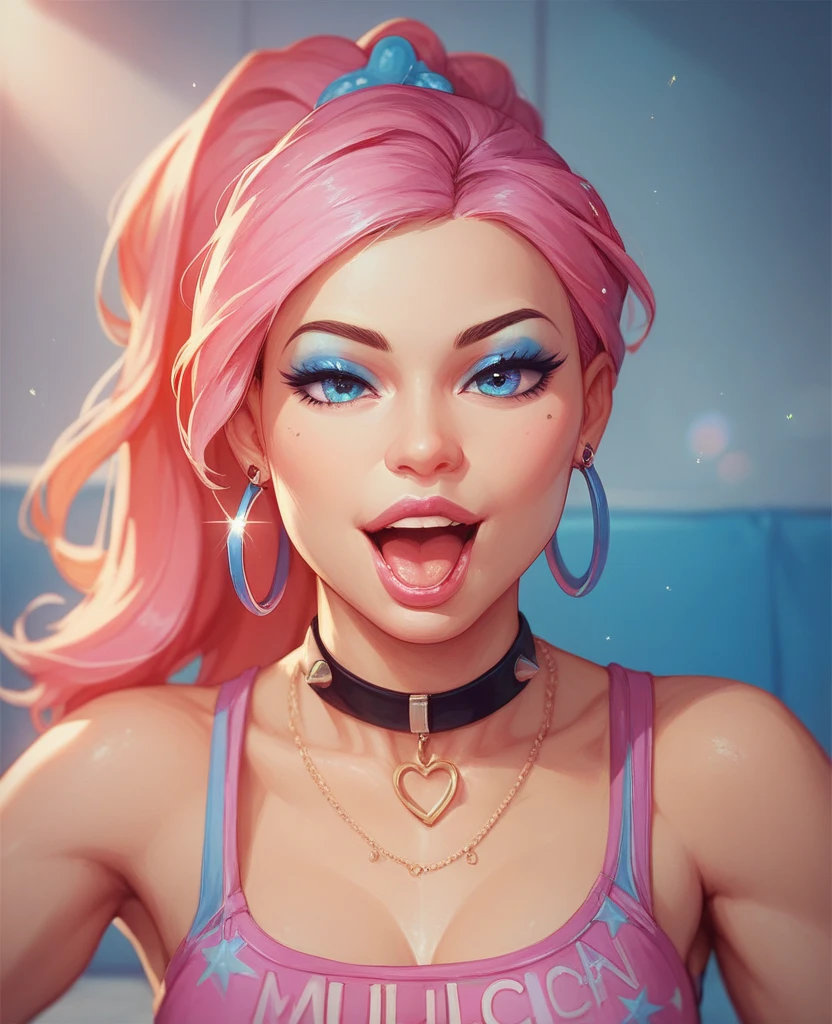 Woman with pink hair from Brawl stars