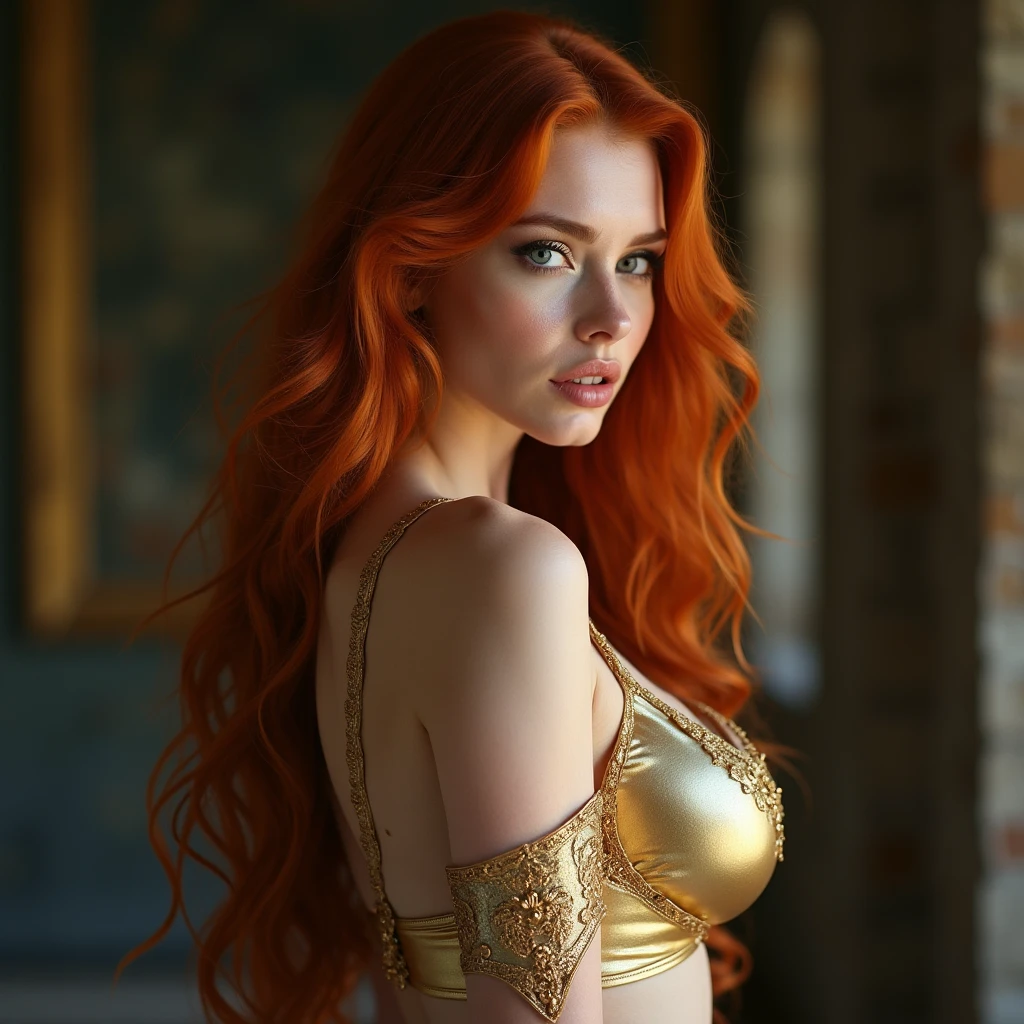 photorealistic, realistic, best quality, highest quality, masterpiece, award winning, extremely detailed, highly detailed, inside house
ukranian woman, lady, cute, pretty, attractive, beautiful,
glamorous, sophisticated,
ginger hair, big eyes, fair skin, cool hair, flat belly, toned stomach, thin build,
detailed face, detailed hands and fingers,
wearing makeup, eyeshadow, eyeliner, wearing casual outfit
standing, facing forward, facing viewer, looking forward, looking at viewer, upper half body portrait
