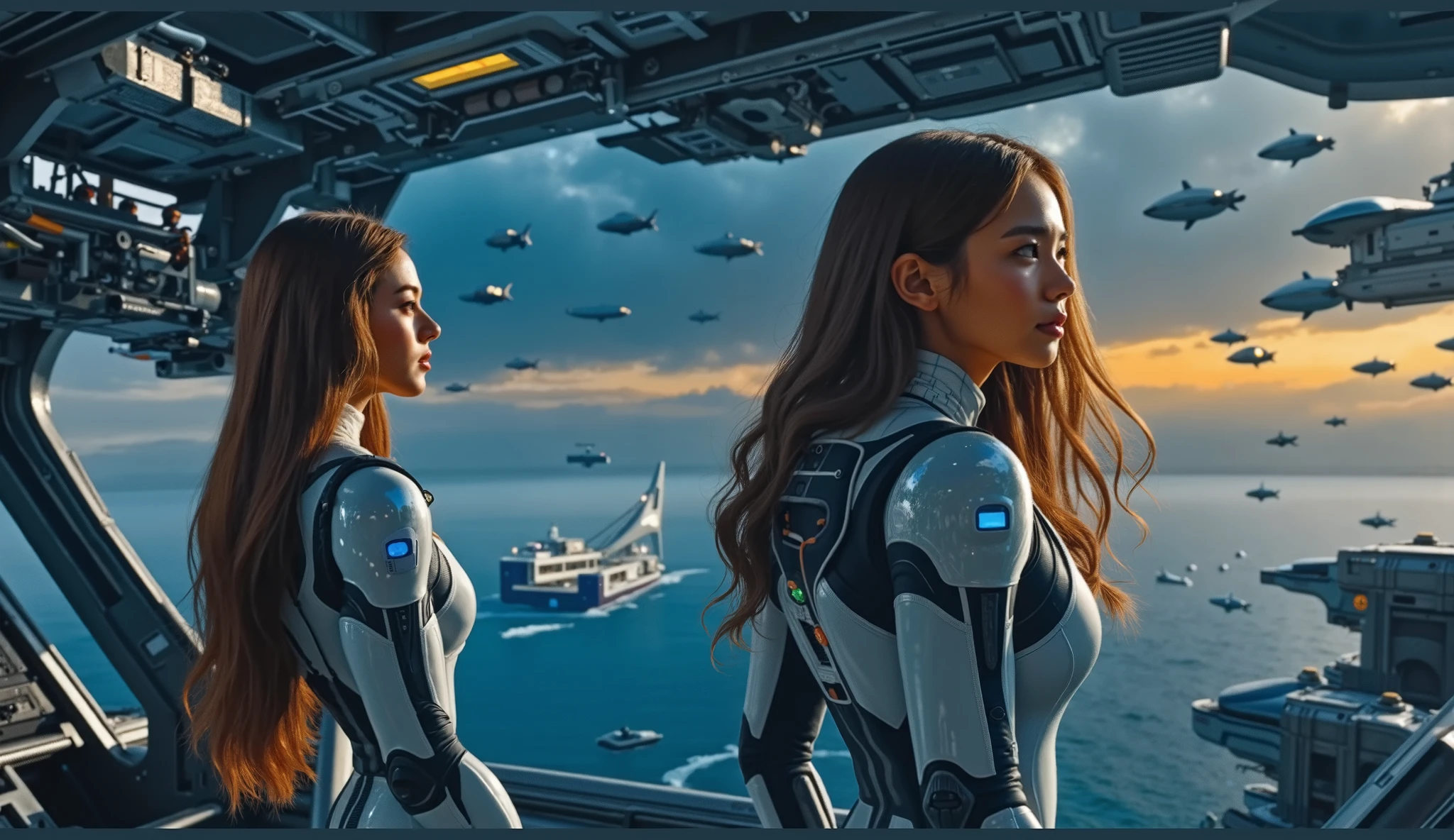 Title: Encontro no Deserto do Planeta Vermelho (Science fiction scene)

(Obra de arte, Futuristic setting, Planeta deserto, Luz das estrelas acesa, artistic style)
A captivating work of art presents a unique sci-fi scene, apresentando dois personagens: um homem e uma mulher, standing against a backdrop of rocky terrain and a star-filled sky. Suas silhuetas, iluminado pelo brilho suave de estrelas distantes, are seen with their backs to the viewer, their hands clasped and looking at an elegant, nave espacial futurista apoiada em uma rocha saliente.

The simplified spacecraft, apresentando formas arredondadas,