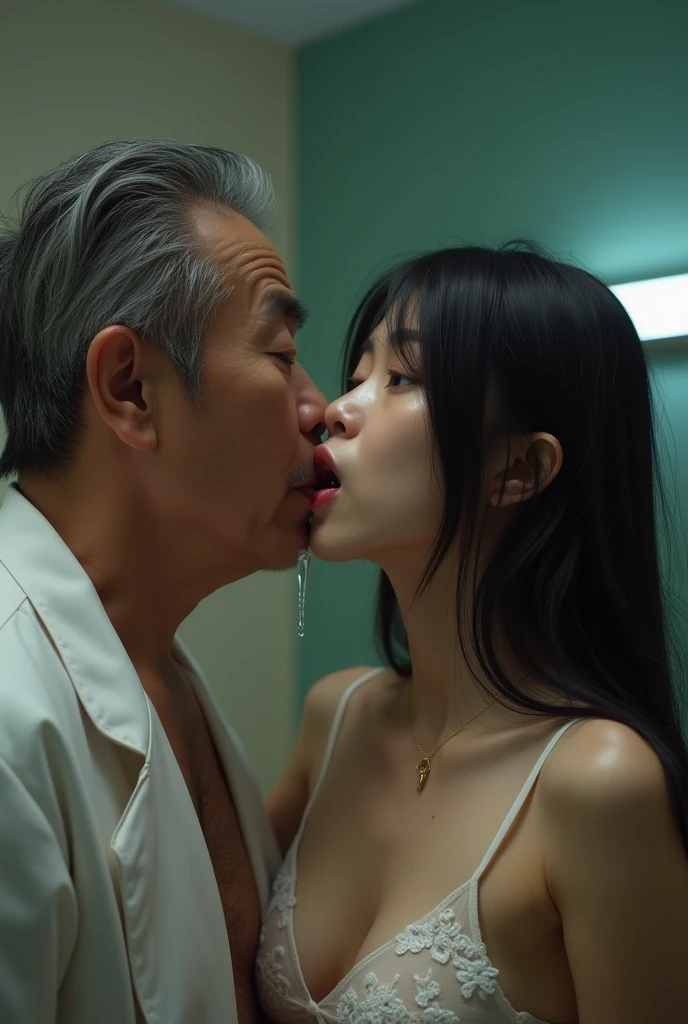 Four male guards are standing,Surrounded by four guards,Naked Japanese man sleeping,Japanese Idols、Saito Asuka,Cute Japanese girl on top of an old man10Height at age130centimeter、A slender figure is riding on it naked. Show me your whole body,Short hair and boyish look,The girl was crying,Feeling despair,The girl kneels on her uncle,On the dirty concrete of a prison,