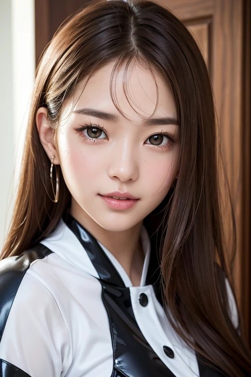(highest quality,4K,masterpiece:1.2),Beautiful woman,1 girl,sexy:1.1,Dark yellow hair:1.1,Female ,Soaked uniform,Highly detailed face,Detailed lips,Beautiful Eyes,double eyelid,Miniskirt White Stockings,stand up,(head shot:1.5)