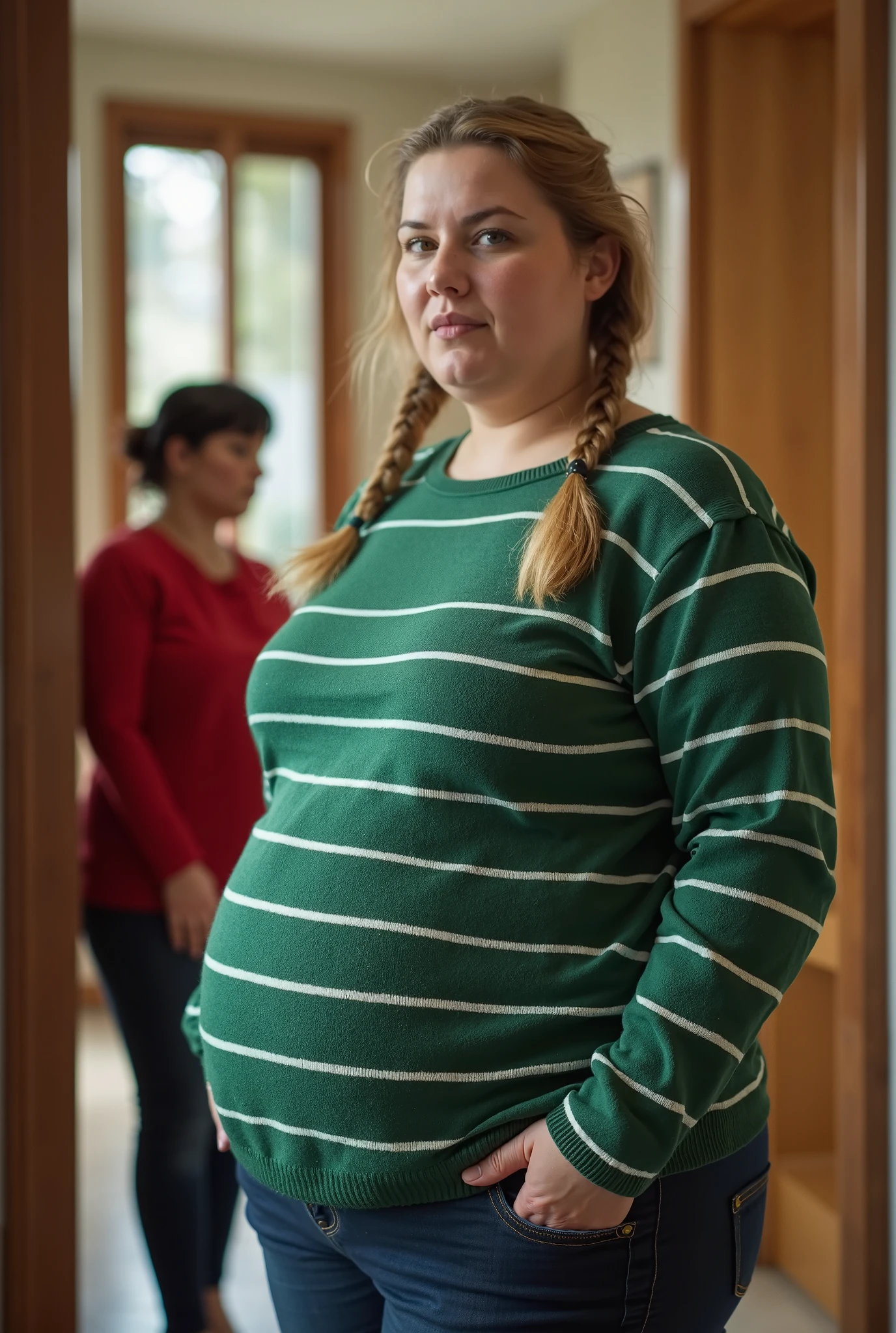 movie写真, A fat woman with black hair_quilt, 35mm Photography, movie, Bokeh, Professional, 4K, Very detailed