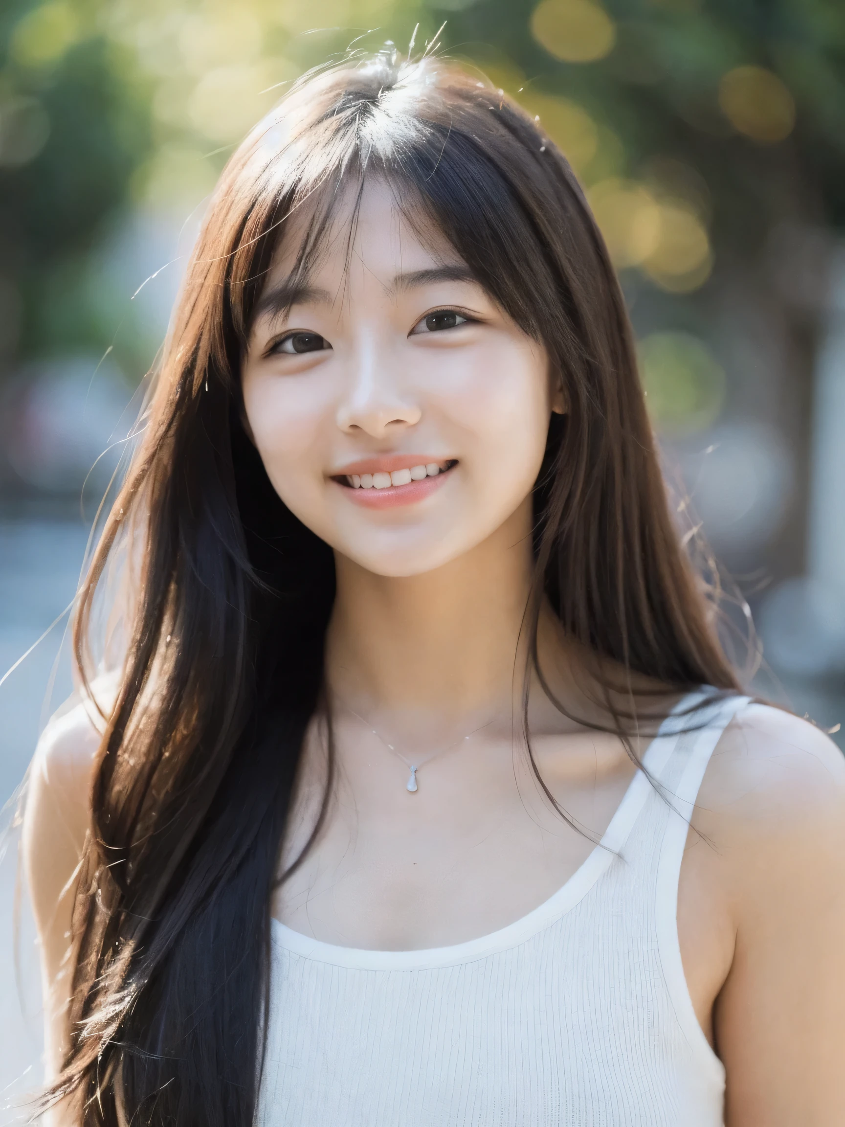 A very cute face like an idol、One 20-year-old woman with a youthful appearance、Gentle and cute、(Cleavage)、(Beautiful starry sky)、(((Textured skd, front lightindg, F/1.0mm, fujifilm G FUX50R, In Reg)))、((Dim lighting))、RAW Photos、Genuine、live-action、(Artistic Expression)、High resolution、masterpiece