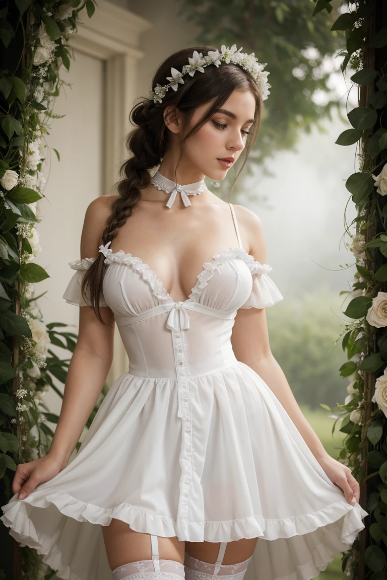 (masterpiece:1.4, best quality), (intricate details), unity 8k wallpaper, ultra detailed, wearing a white cosplay dress as princess zelda from legend of zelda nintendo, beautiful and aesthetic, 1girl, detailed, solo, Victorian mansion sexy young woman, realistic , beautiful succubus, ((derevschikova)), beautiful alluring teen, perfect nose, ultra beautiful, with her long, perfect beautiful, realistic , epic beautiful, 8k, fuji xt3, not cropped,
