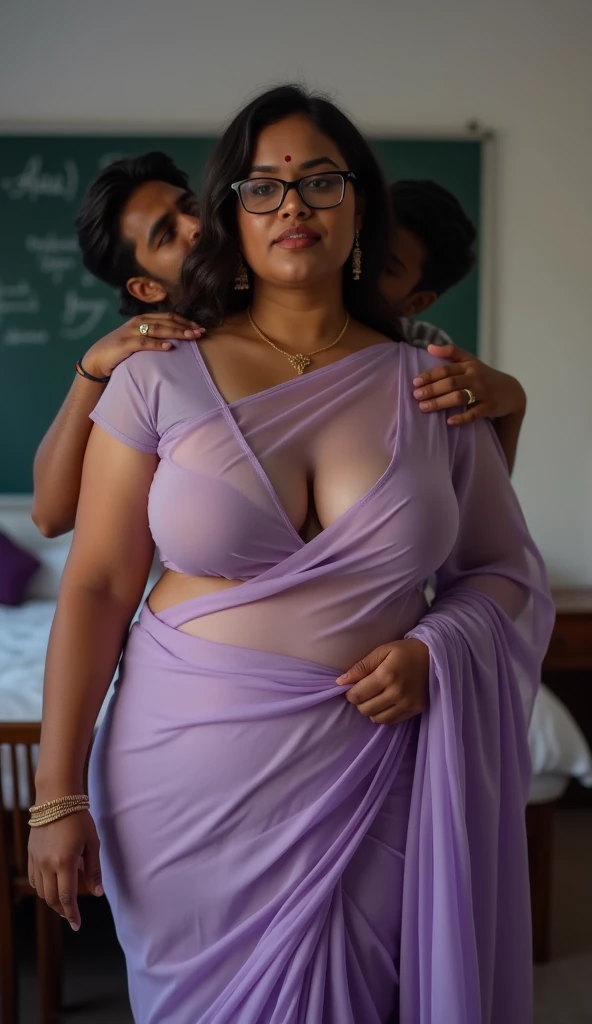 Day scene, full body photo of a plus sized 45 year old indian with a man from top view, (Masterpiece, Best Quality, High Resolution), office Background, (cum Splash on her breasts and nipples, cum Splash on her face, Splash of cum, cum Splash on her blouse, cum Splash on her eys), Sweet 25 year old South indian women sitting on her knees in a crowded party hall with a man, hour glass body red lips, silver colour silky gown, lightly makeup,ultra realistic, realistic, look at viewer (cinematic:1.3), intricate details,