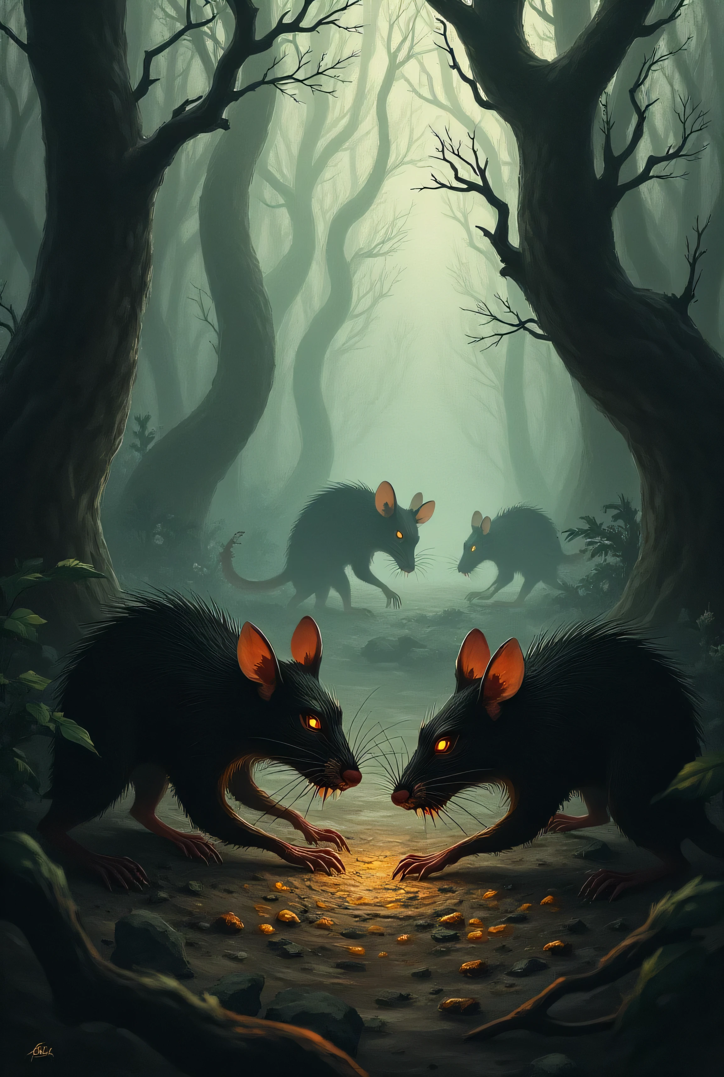 Over the ground blood and ruins.
Under the ground a rat family celebrating in a food hole.