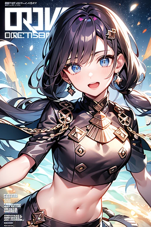 Black background with spotlight,1people々((Dark Skin:1.5,Dark brown eyes:1.4,Black Hair:1.3,Gal Style,big ,)), Leopard print underwear、rinwell , beautiful girl、Raise your hands to show your sweaty armpits,