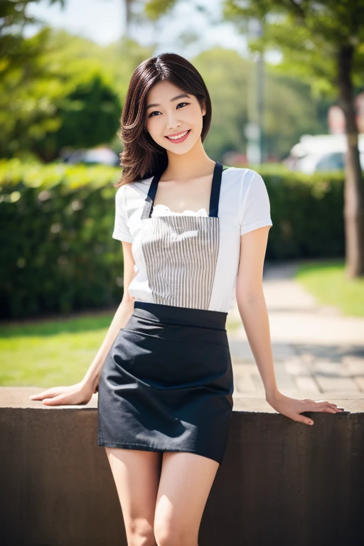 A 20-year-old girl working at an umbrella store(Wearing a miniskirt and apron)