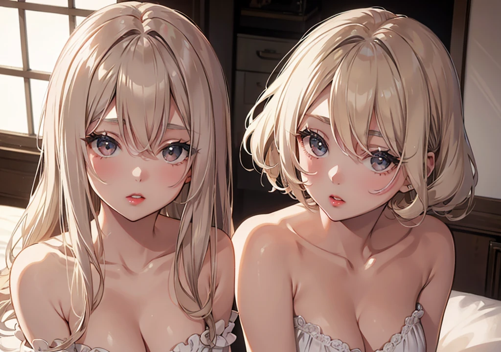 fullnude、(boy crossdresser), (transvestite:1.3), boys in girls lingerie in a courtyard, sissy boys, traps, cute bow, pubic hair, shy small smile, (FLATCHESTED:1.3)、flat chest, superflat chest, (one embarrassed boy in lingerie), white lace bra size 0, zero breast size, blunt bangs, Blonde hair with short twin tails, Shiny hair, Delicate beautiful face, deep eyes, White skin, hair clips, earrings, a necklace, Beautiful cloud, Dusk sky,