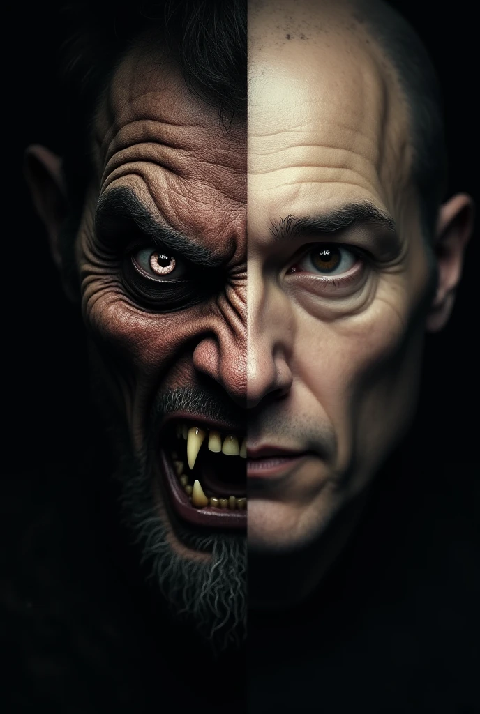 upward angle, epic monster battle movie poster, two monsters face off 