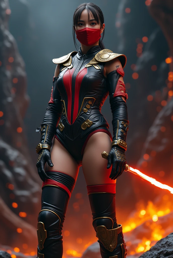 Kunoichi Photos,One Girl,mature,Tall Woman,Wide Hips,Toned body,Wide Hips,Toned body,Action pose,
(masterpiece:1.4), (Highest quality:1.4), (Realistic:1.4),
like that_Soul Calibur_wife,Shine,Bodysuits,ponytail,Ninja,gloves,(Large Breasts:1.4),armor,Long Hair,Perfect fit for your skin,Brown eyes,arms,sword,Brown Hair,fingerless gloves,Fishnet tights,shoulder armor,elbow gloves,lips,bangs,Holding,red Bodysuits,hair ornaments,Arm guard,Holding arms,Scapula,Camel Toe,(Huge breasts:1.4),sheath,Shiny clothes,Shiny,Sleeveless,Abdominal muscles,turtleneck,high ponytail,Impossible clothes,Compensate,Covered navel,
red fishnet Bodysuits, Fishnet tights, fingerless gloves, Arm guard, shoulder armor, 