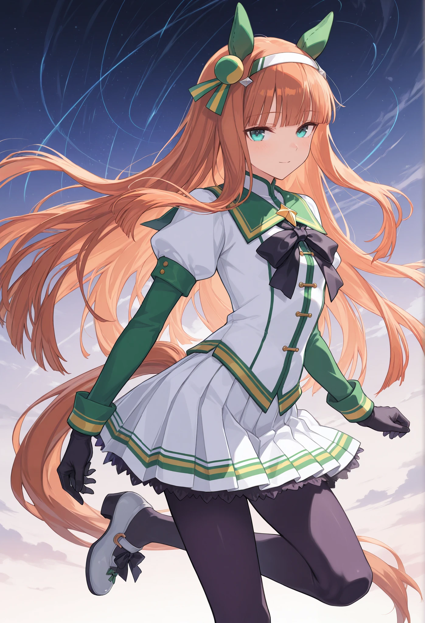 {{{Racecourse:1.6}}} {{{ Bust Focus:1.5}}},( high resolution),( high resolution), ( unity 8k wallpaper),( detailed image ), {{{Type Moon :1.7}}},((Draw:1.5)),{{{ long sailor suit :1.5}}} silence suzuka \( umamusume\),
black gloves, white skirt, pleated skirt, black pantyhose, layered sleeves, puffy short sleeves, short over long sleeves, black bow, mismatched footwear, asymmetrical footwear,