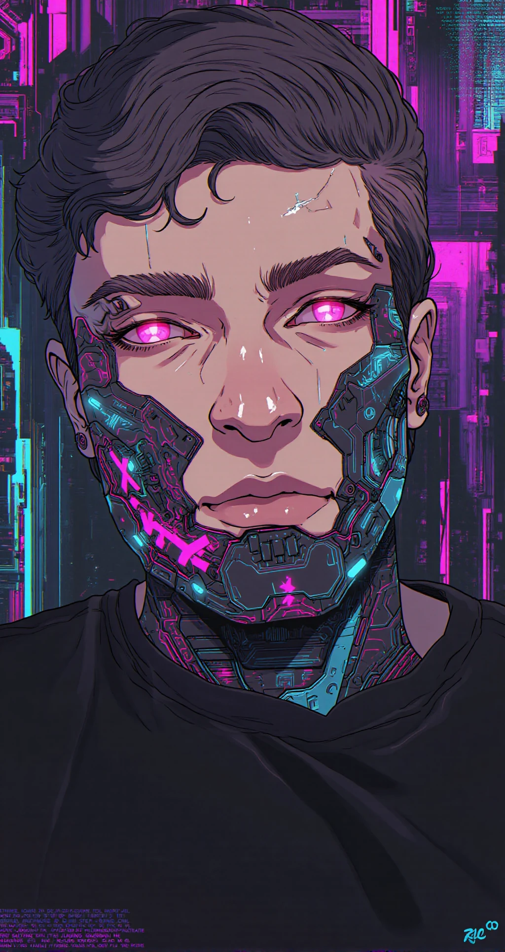 a man wearing a ferocious wolf mask,close-up portrait,gamer with headset,cyberpunk style,digital art,extremely detailed,hyper realistic,cinematic lighting,vibrant colors,dramatic shadows,intricate details,masterpiece