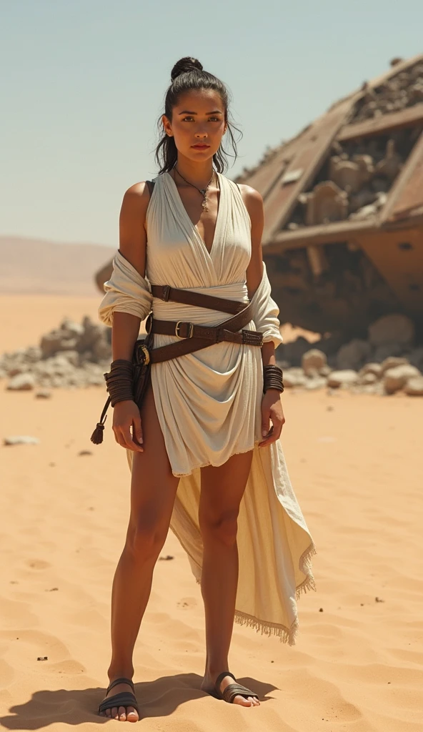 breathtaking (fullbody:1.2) photo of skswoman, furled brow, outdoors, a magic portal to a parallel dimension, landscape with Warm Colors, analog style (look at viewer:1.2) (skin texture), close up, cinematic light, sidelighting, Fujiflim XT3, DSLR, 50mm,, professional, 4k, highly detailed <lora:Rey:1.2> . award-winning, professional, highly detailed